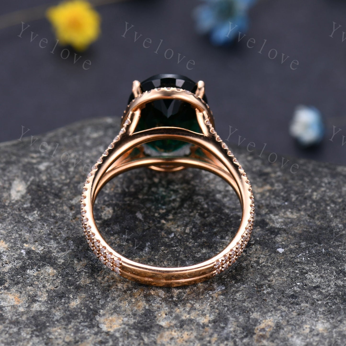 0.7ct Natural Emerald Engagement Ring Diamond Wedding Band Emerald Gemstone Women Bridal Ring Statement Ring Anniversary Ring Christmas Gift