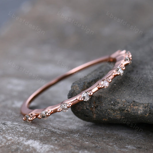 Dainty Salt and Pepper Diamond Ring Delicate Rose Gold Wedding Ring April Birthstone Diamond Gold Ring Minimalist Ring Anniversary Ring