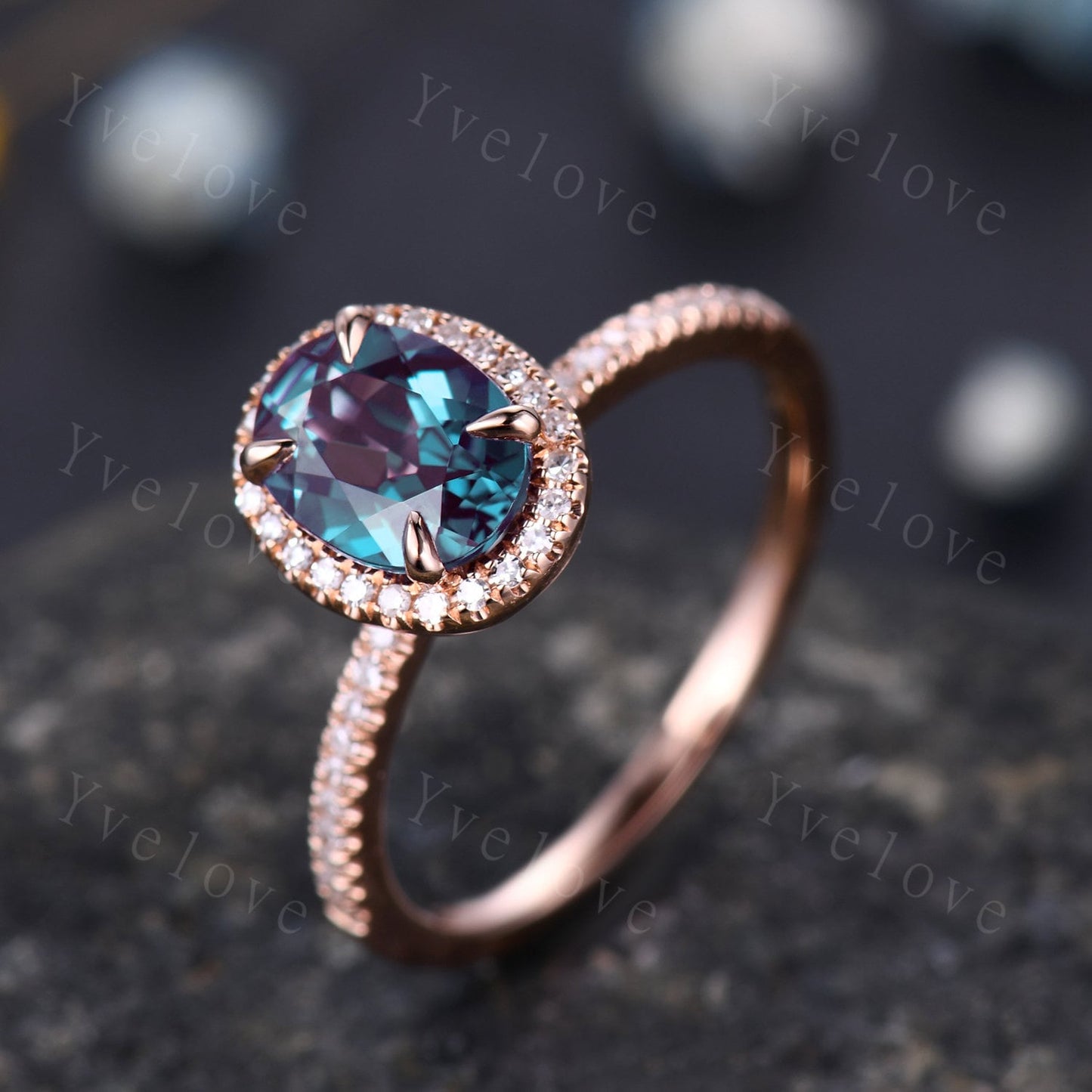 Vintage Oval Alexandrite Engagement Ring Bridal Ring Set Alexandrite Moissanite Band Retro Bridal Wedding Ring Rose Gold Ring Gift For Women