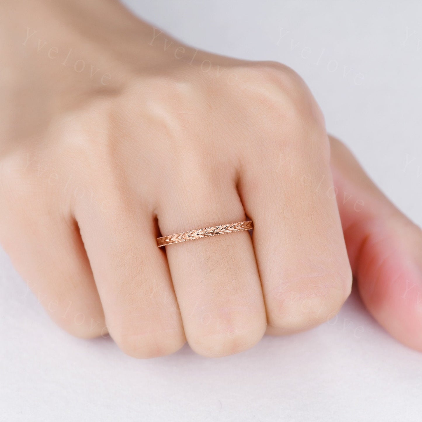 14k Plain Rose Gold Ring Filigree Milgrain Edge Wedding Band Handmade Ring Full Eternity Unique Floral Bridal Matching Stack Band Retro Ring