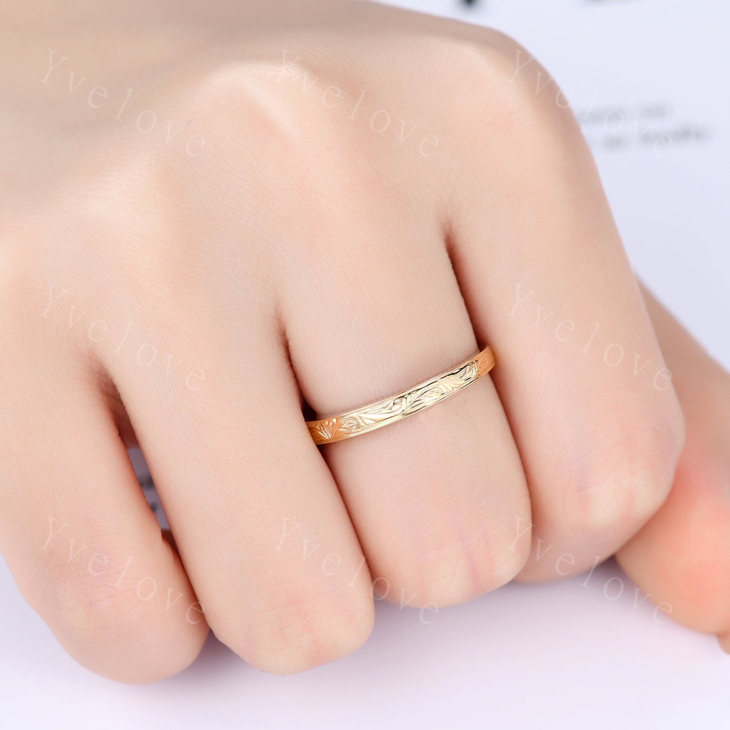 Unique Two tone band,yellow gold and white gold,14k Plain Gold Ring,Filigree Floral Design,Wedding Ring,Engagement Ring,Retro Vintage,Custom