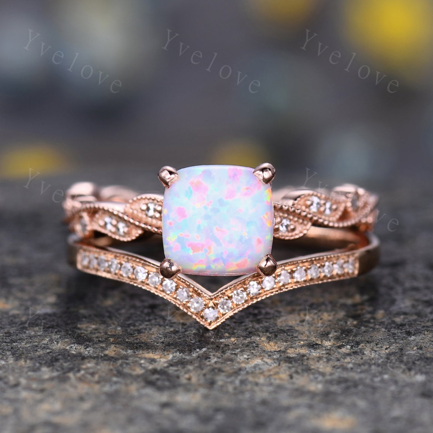 V shape diamond wedding band diamond matching band stacking ring 14k rose gold anniversary ring natural gemstone SI clarity H color