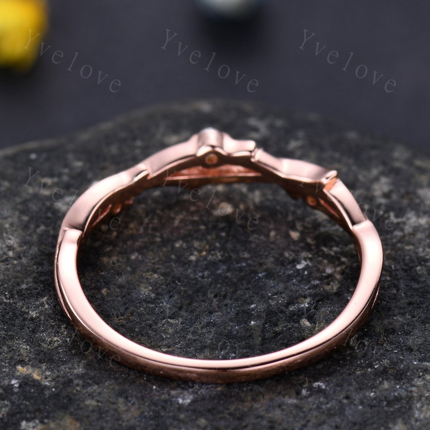 Minimalist Twig Engagement Ring,Twig Matching Band,Women Leaf Diamond Band ,Art Deco Branch Diamond Wedding Band,14k Rose Gold,Twisted Band
