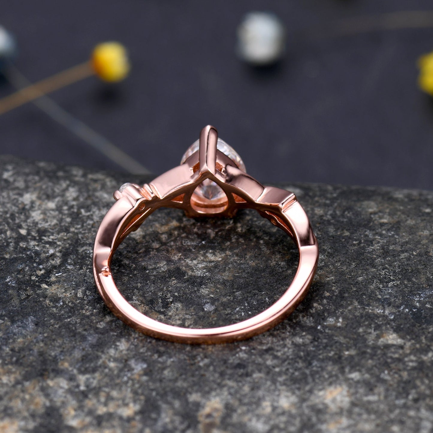 1.25CT Pear Moissanite Wedding Ring,Dainty Moissanite Engagement Ring,Teardrop Moissanite Ring,Vintage Twig Diamond Ring,Leaf Vine Ring Gift