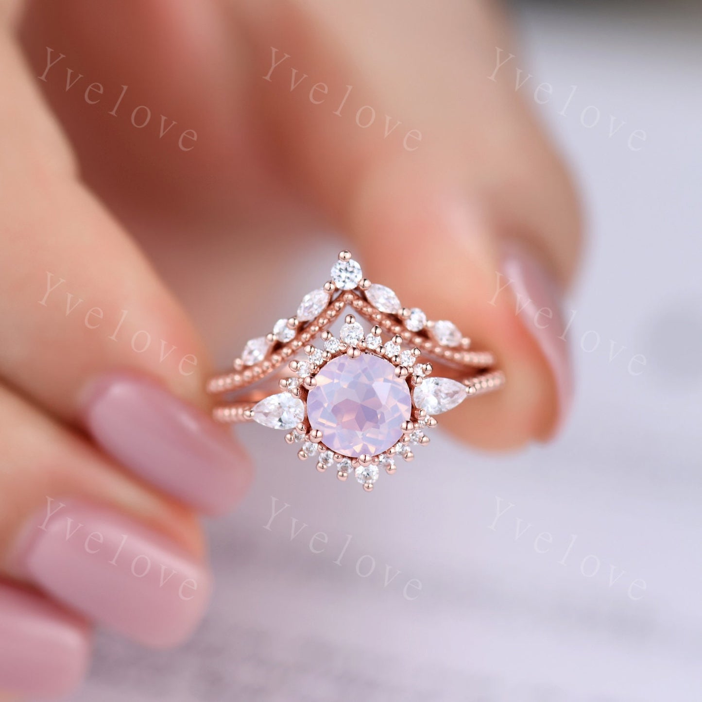 Unique Lavender Amethyst Ring,Purple Amethyst  Engagement Ring,Amethyst Ring,Pear Moissanite Side Stone,925 Sterling silver,Women Ring Gift