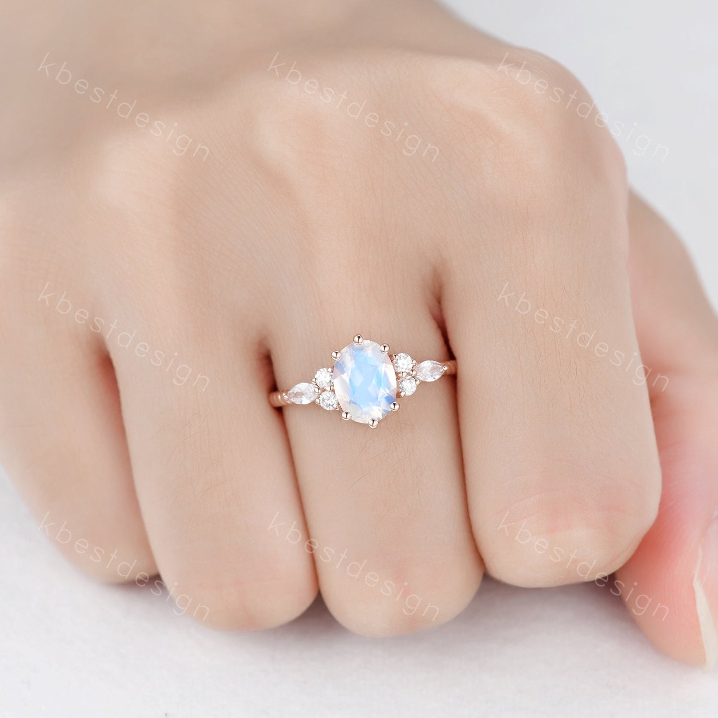 Vintage Oval Moonstone engagement ring rose gold Diamond prong set wedding ring unique twisted Bridal ring Promise Anniversary ring