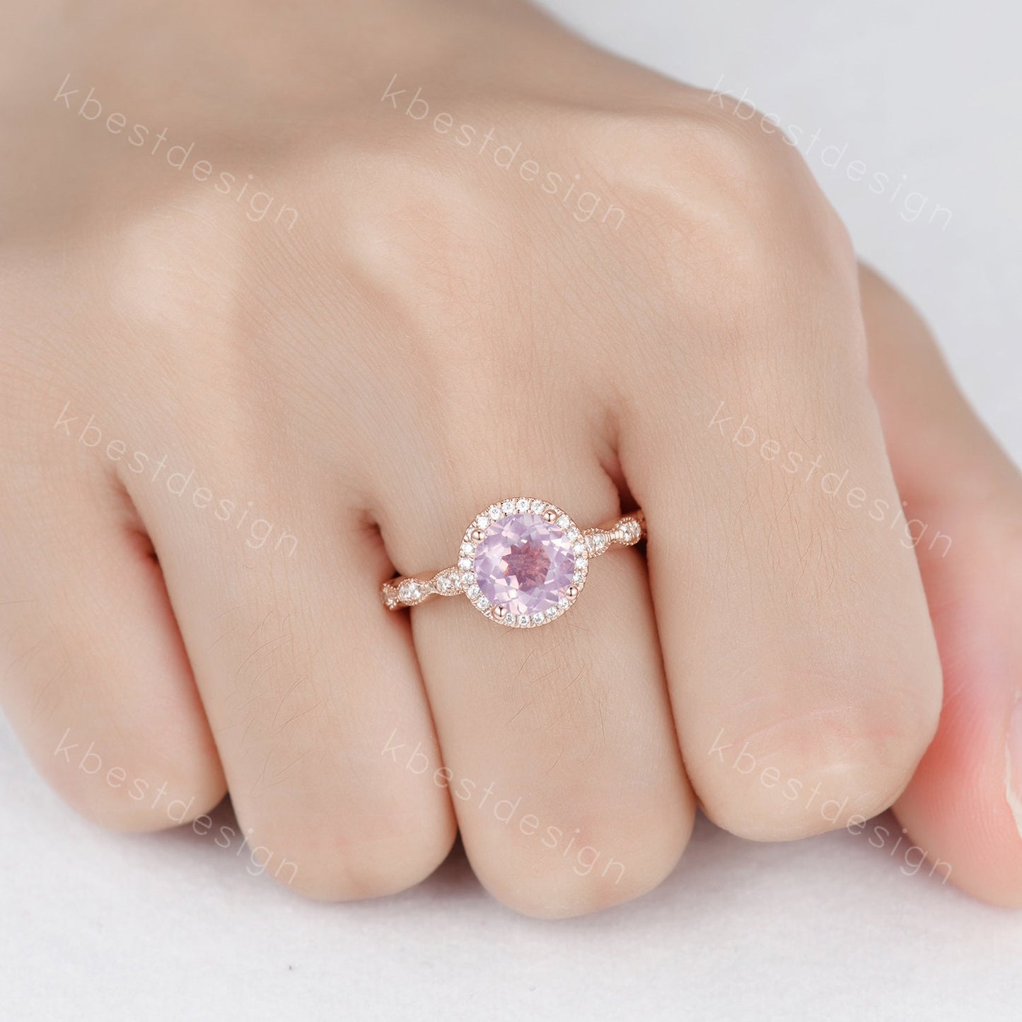 Natural Amethyst Ring, Rose Gold Lavender Amethyst Ring, February Birthstone Ring, Art Deco Wedding Ring, Gemstone Ring, Amethyst Jewelry