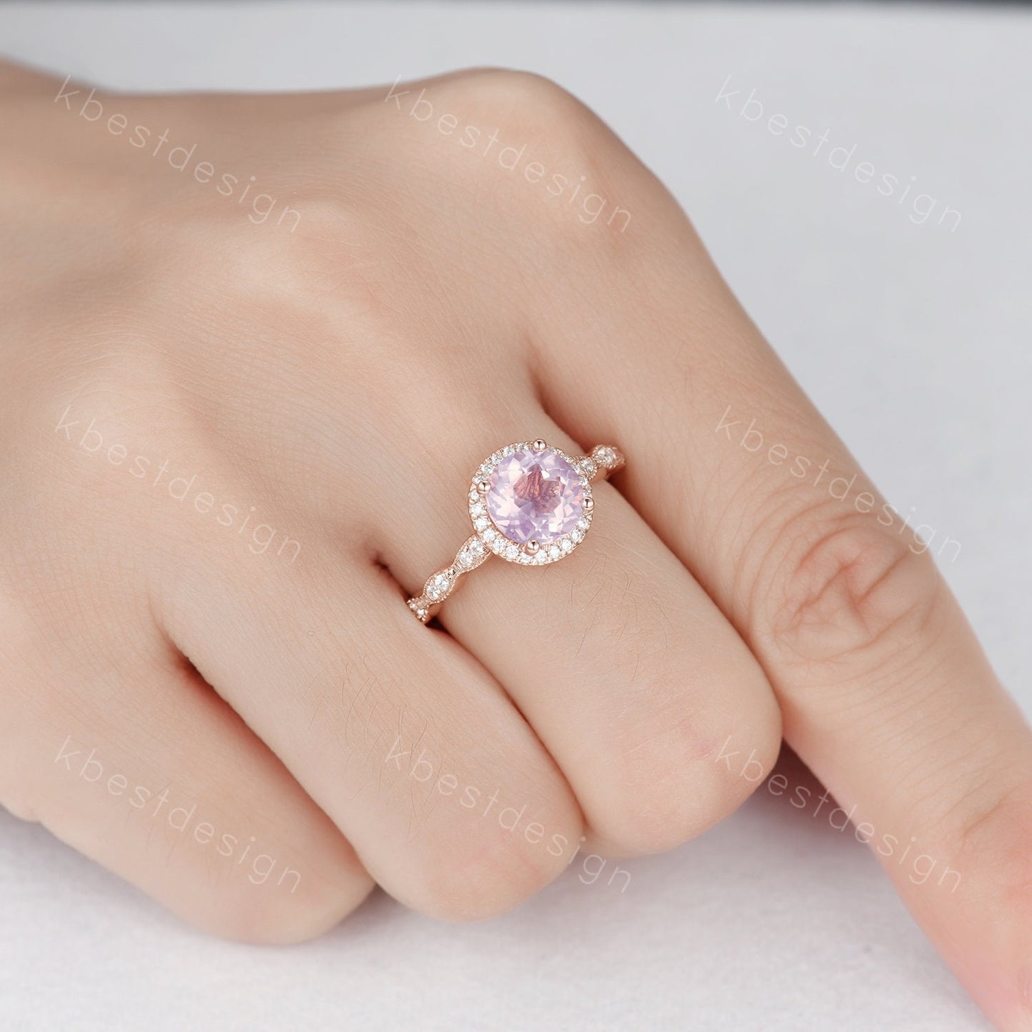 Natural Amethyst Ring, Rose Gold Lavender Amethyst Ring, February Birthstone Ring, Art Deco Wedding Ring, Gemstone Ring, Amethyst Jewelry