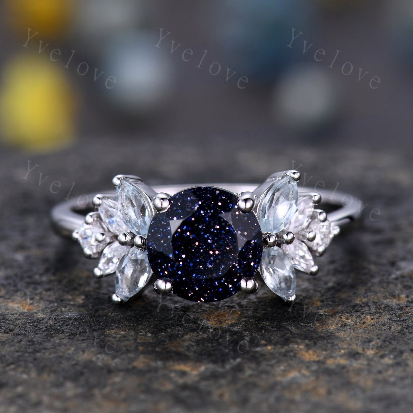 Vintage Alexandrite Engagement Ring,Round Alexandrire,Sterling Silver,Exquisite Women Moissanite Amethyst Gem,Matching Band,Bridal Ring Gift