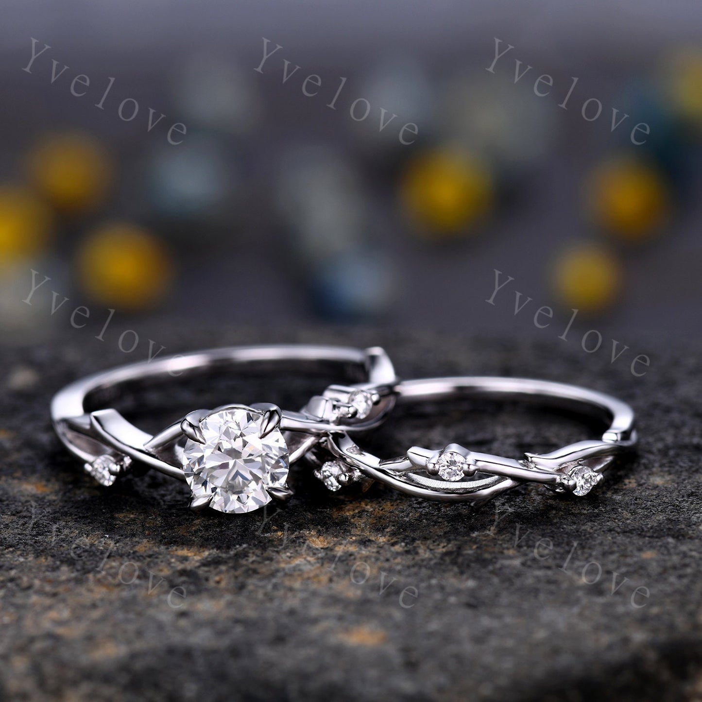 1CT Natural Diamond Ring,GIA CERTIFIED Natural Brilliant Diamond Engagement Ring Set,April Birthstone,Women Leaf Vines Ring Gift,Platinum
