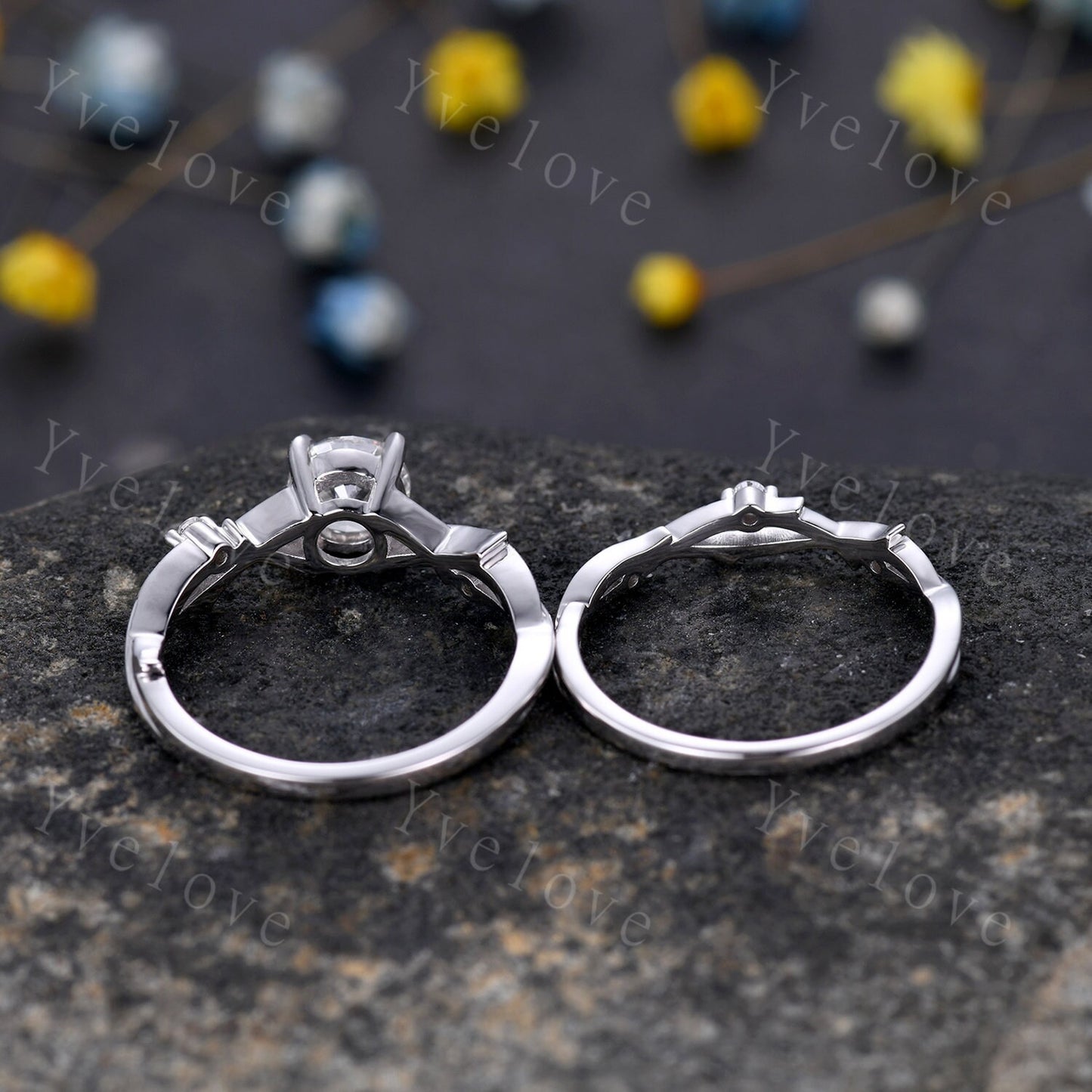 1CT Natural Diamond Ring,GIA CERTIFIED Natural Brilliant Diamond Engagement Ring Set,April Birthstone,Women Leaf Vines Ring Gift,Platinum