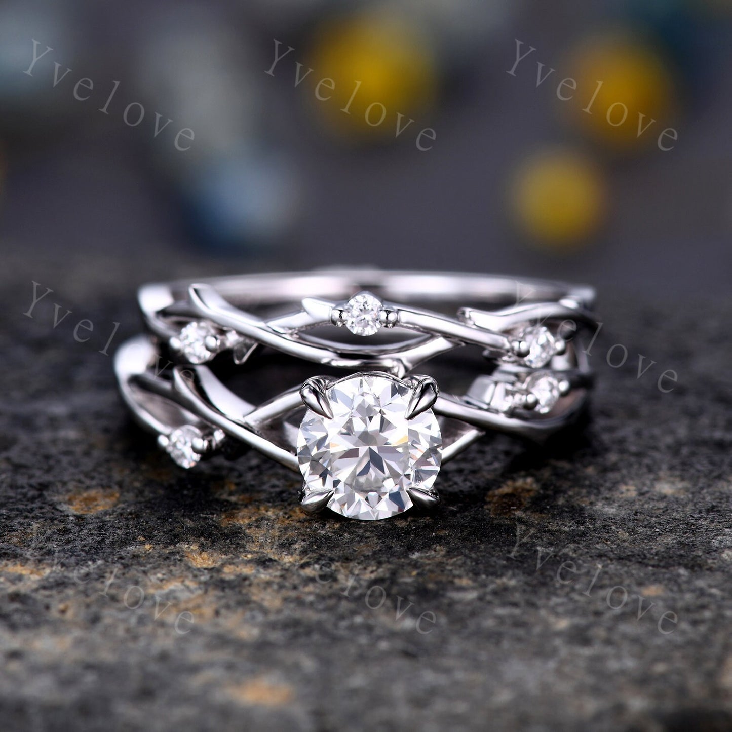 1CT Natural Diamond Ring,GIA CERTIFIED Natural Brilliant Diamond Engagement Ring Set,April Birthstone,Women Leaf Vines Ring Gift,Platinum
