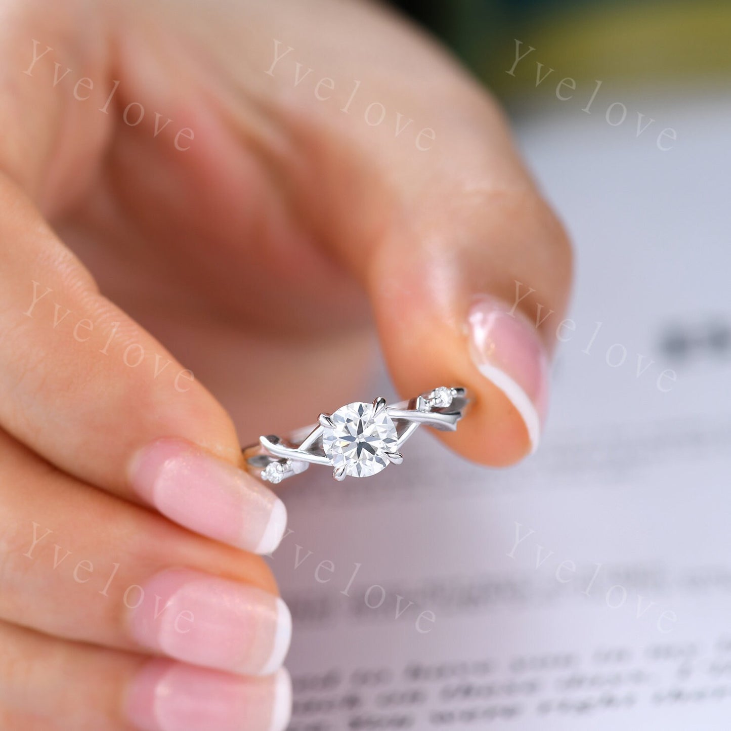 1CT Natural Diamond Ring,GIA CERTIFIED Natural Brilliant Diamond Engagement Ring Set,April Birthstone,Women Leaf Vines Ring Gift,Platinum