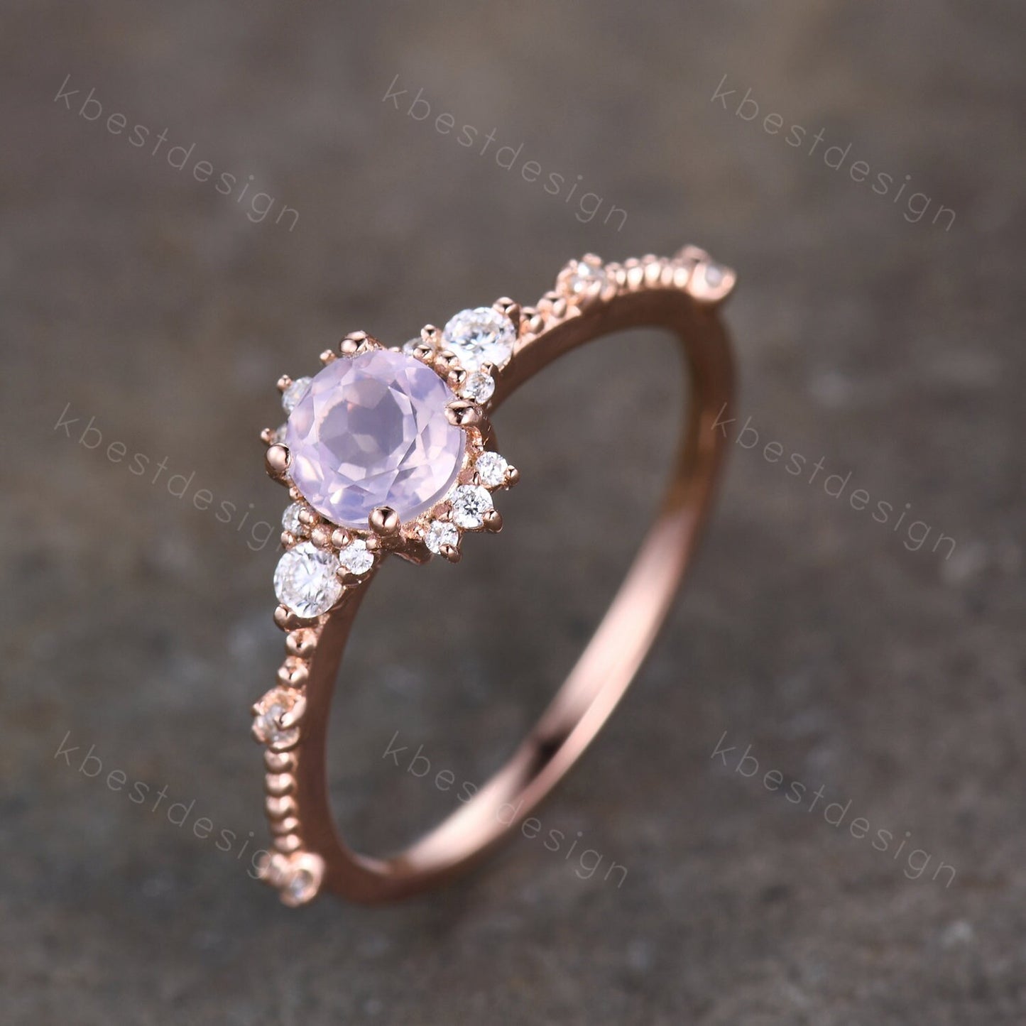 Dainty Rose Gold Lavender Amethyst Engagement Ring Unique Art Deco Amethyst Ring For Women February Birthstone Ring Wedding Promise Ring