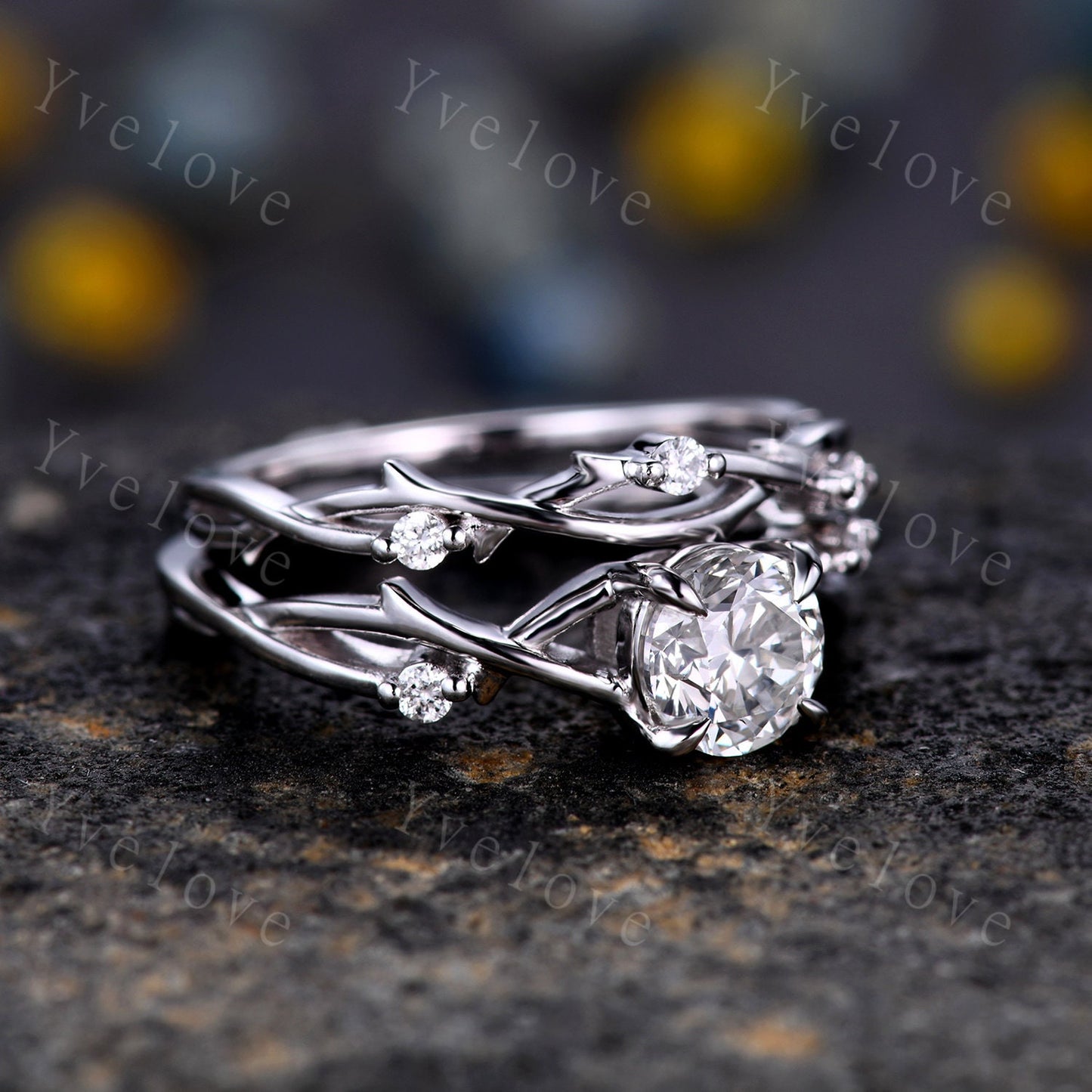 1CT Natural Diamond Ring,GIA CERTIFIED Natural Brilliant Diamond Engagement Ring Set,April Birthstone,Women Leaf Vines Ring Gift,Platinum