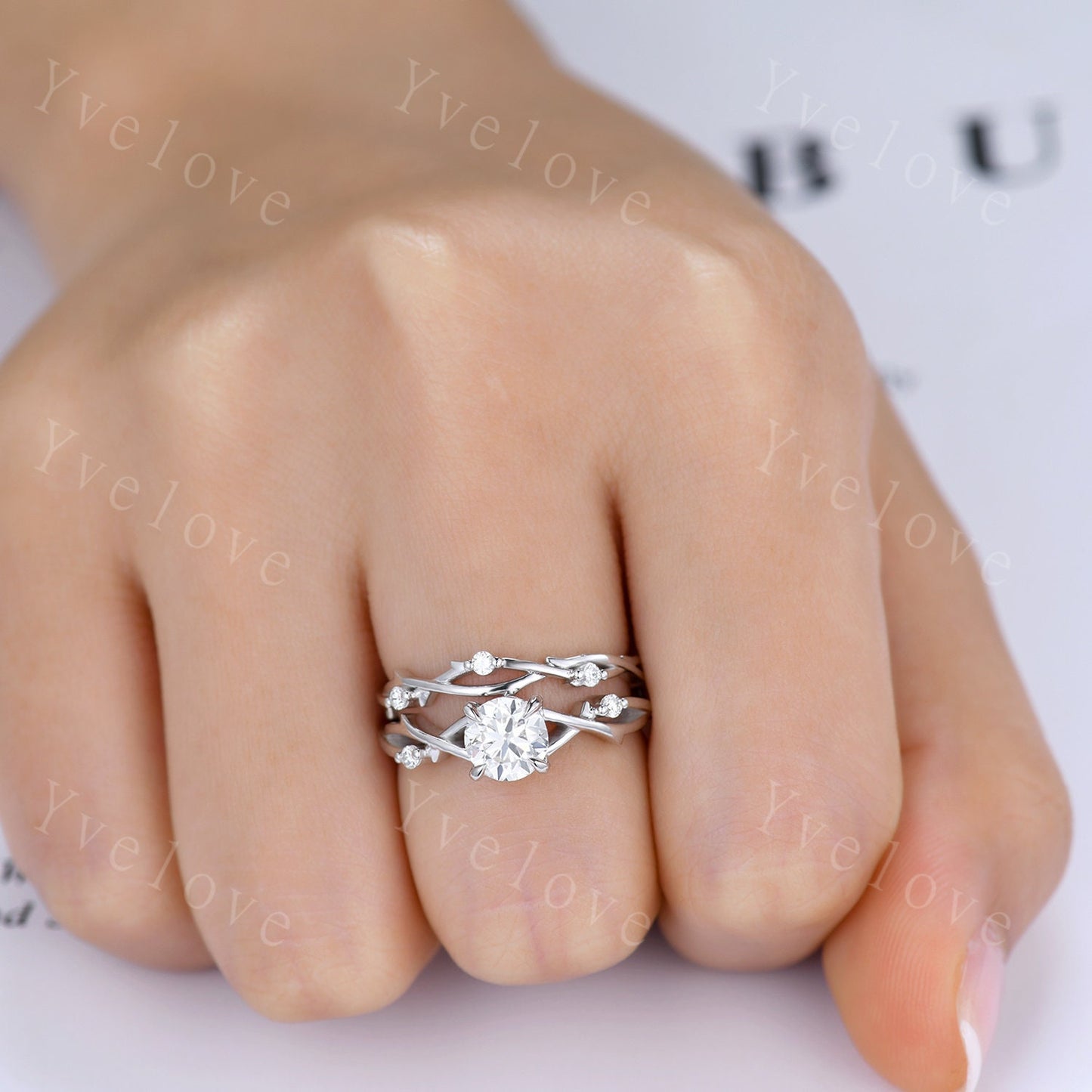 1CT Natural Diamond Ring,GIA CERTIFIED Natural Brilliant Diamond Engagement Ring Set,April Birthstone,Women Leaf Vines Ring Gift,Platinum