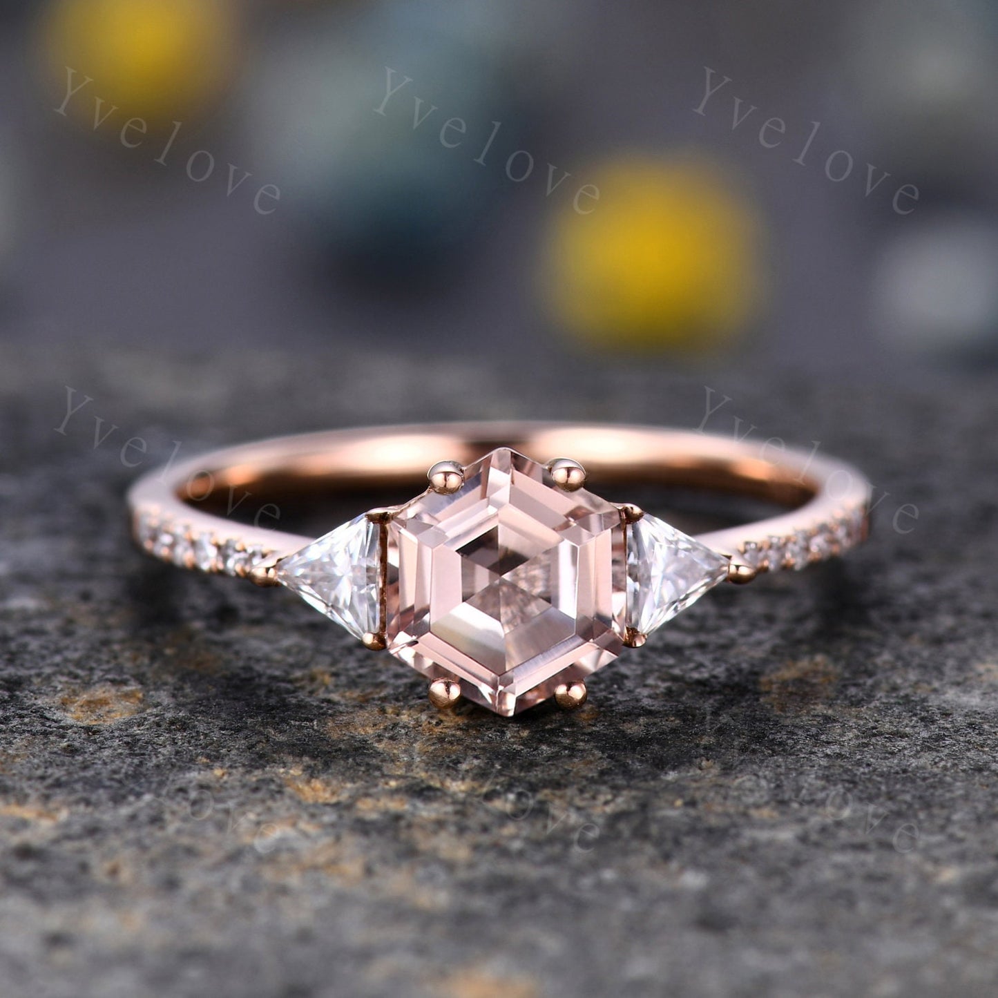 Hexagon Cut Alexandrite Engagement Ring,Vingate Bridal Ring,925 Silver,Gothic Ring,Moissanite Anniversary Wedding Ring Birthday Gift for Her