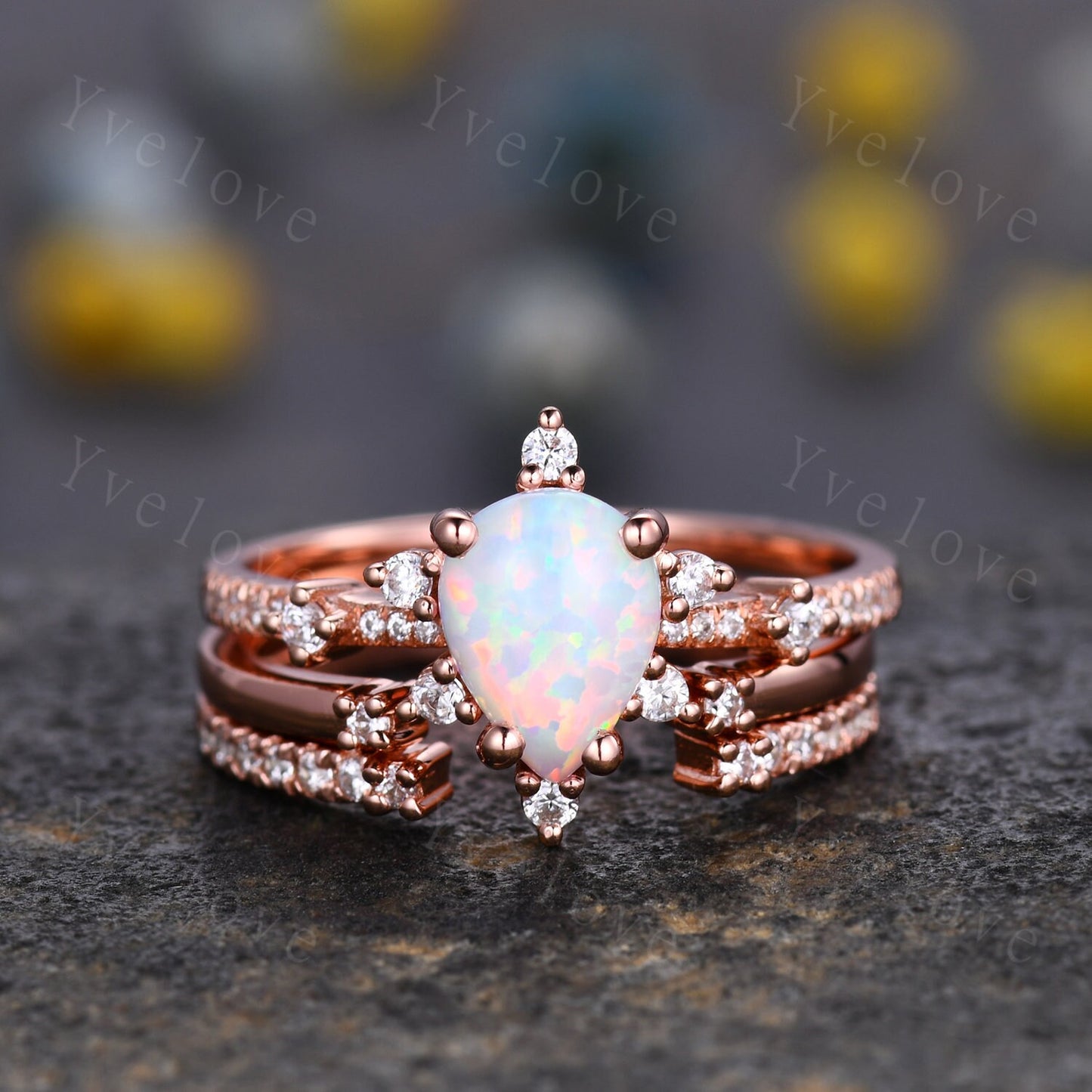 Open Gap diamond wedding band open ring 14k rose gold stacking ring natural diamond stacking matching band Anniversary promise ring gift