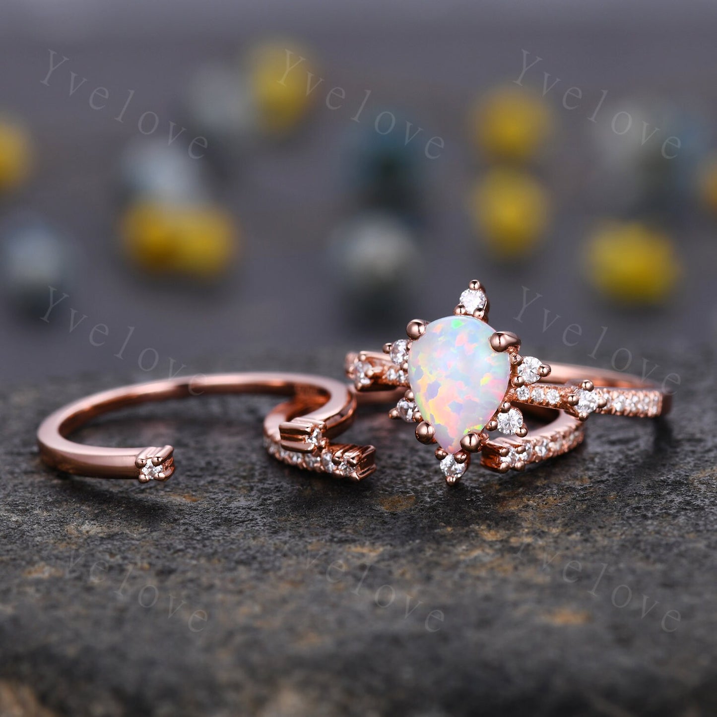 Open Gap diamond wedding band open ring 14k rose gold stacking ring natural diamond stacking matching band Anniversary promise ring gift