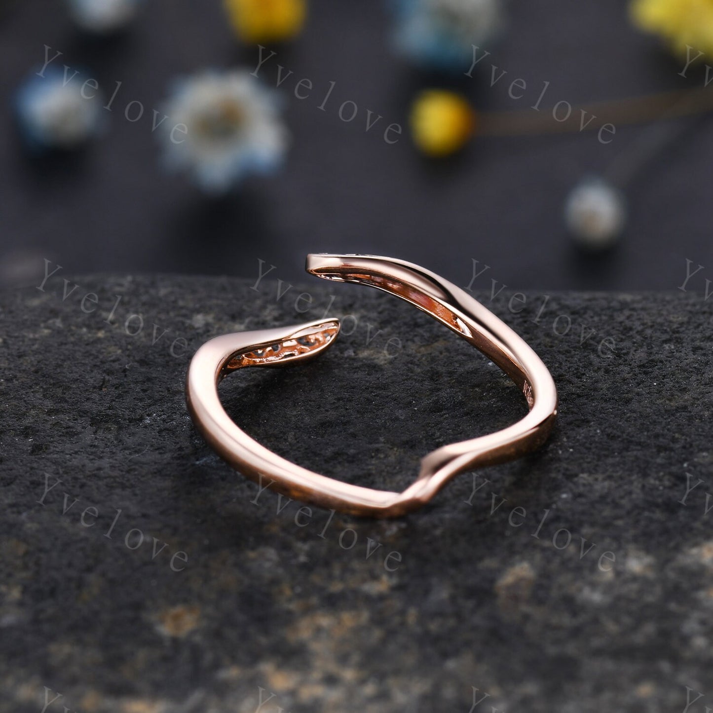 Art Deco Plain Gold Band Open Gap Band 10k/14k/18k Gold Stacking Matching Wedding Band Bridal Promise Ring Anniversary Gift Rings For Her