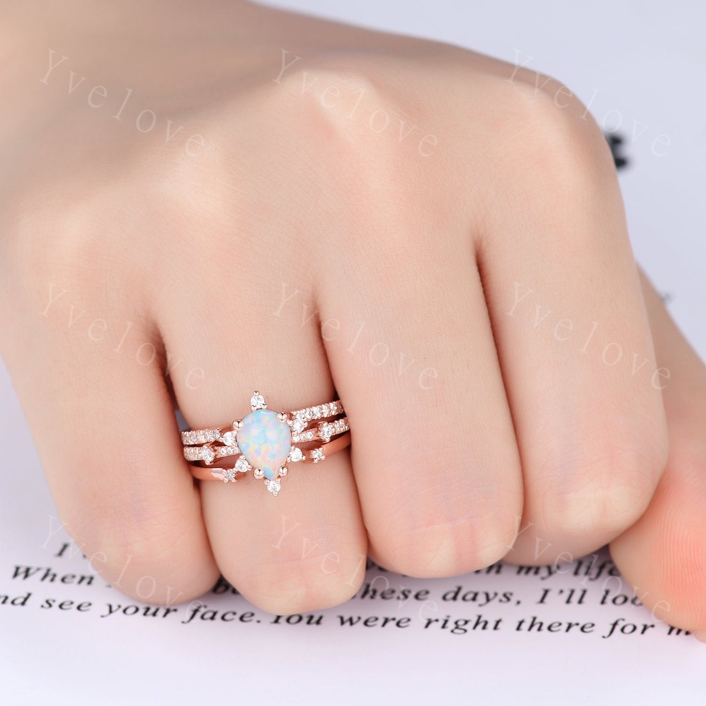 Open diamond wedding band open gap ring 14k rose gold stacking ring natural diamond half eternity ring Anniversary Valentine's Day ring gift