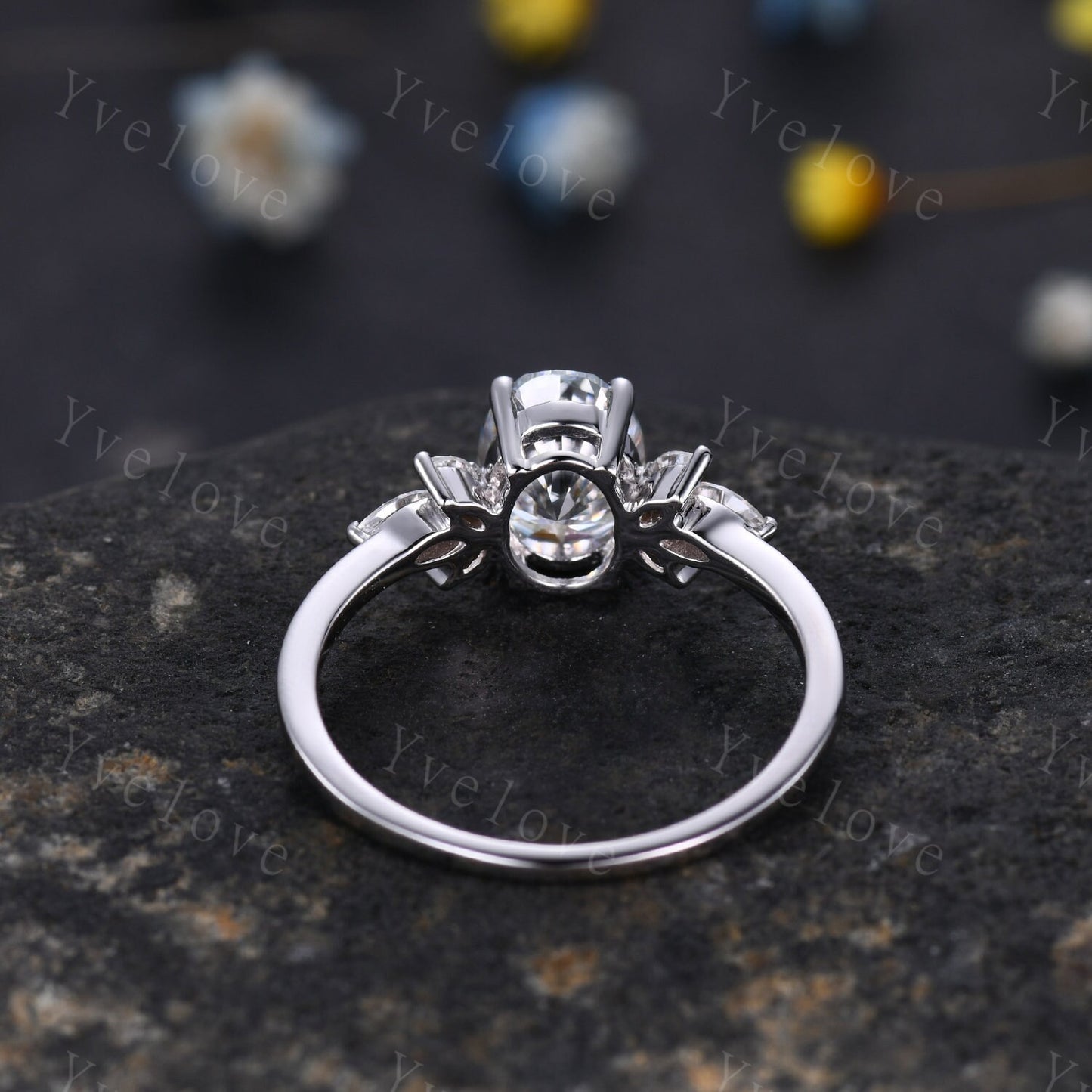 Vintage Moissanite Wedding Ring Oval Moissanite Engagement Ring Unique Marquise cut Women Moissanite Stacking Matching Band Silver Ring Gift