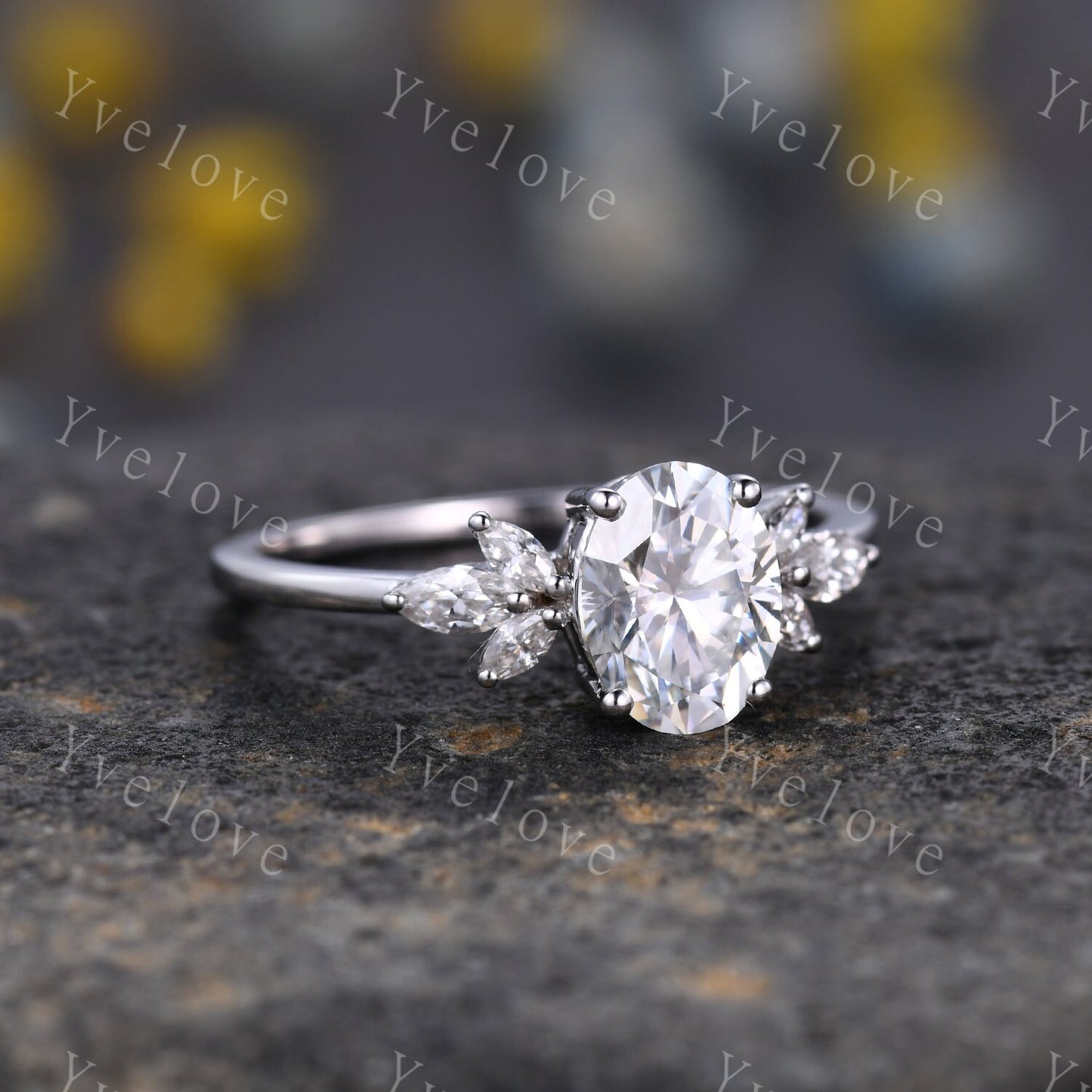Vintage Moissanite Wedding Ring Oval Moissanite Engagement Ring Unique Marquise cut Women Moissanite Stacking Matching Band Silver Ring Gift