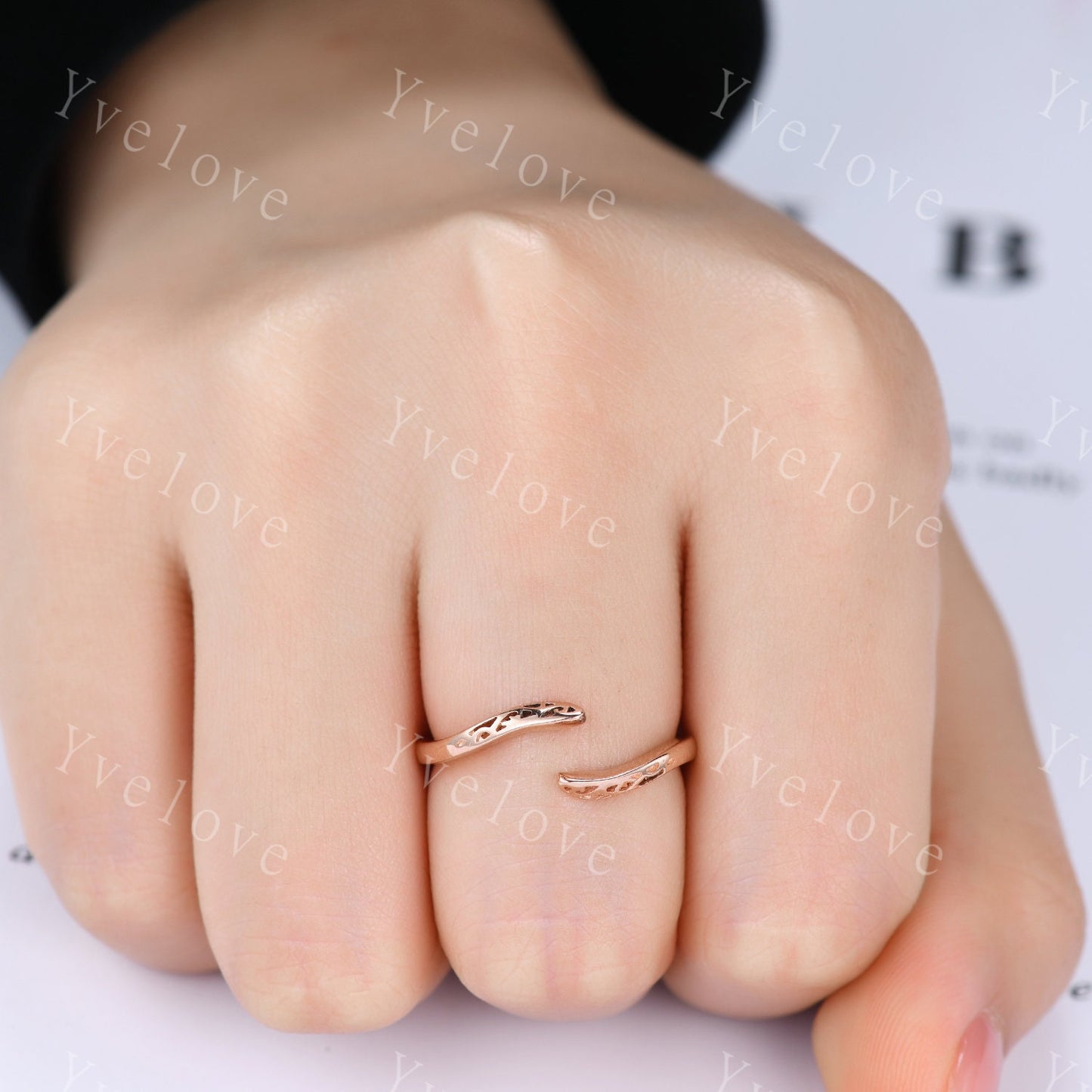 Art Deco Plain Gold Band Open Gap Band 10k/14k/18k Gold Stacking Matching Wedding Band Bridal Promise Ring Anniversary Gift Rings For Her