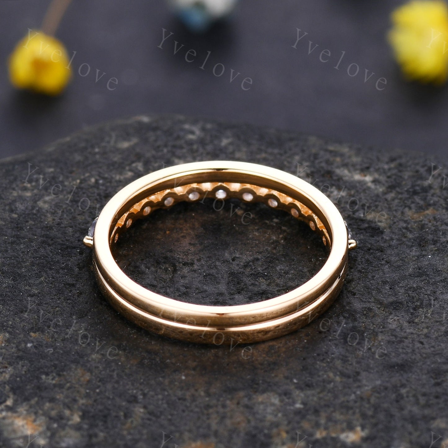 Unique Alexandrite Ring,Plain Band,14K Yellow Gold Women Antique Ring,Wedding Band,Vintage Stacking Matching Ring,Bridal Ring Gift For Her