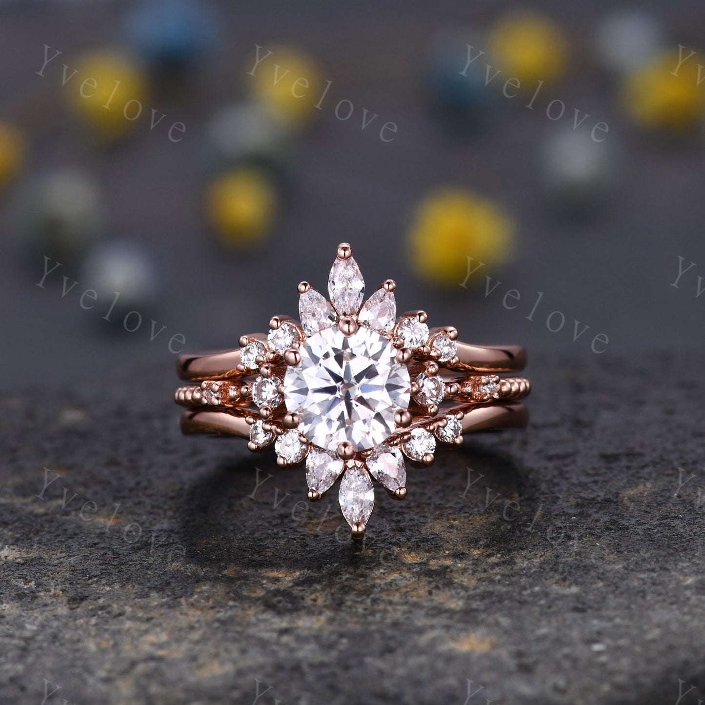 Unique Moissanite wedding band V Curved Diamond wedding band Enhancer Band Rose gold Stacking Matching Band Bridal Promise Anniversary Gift