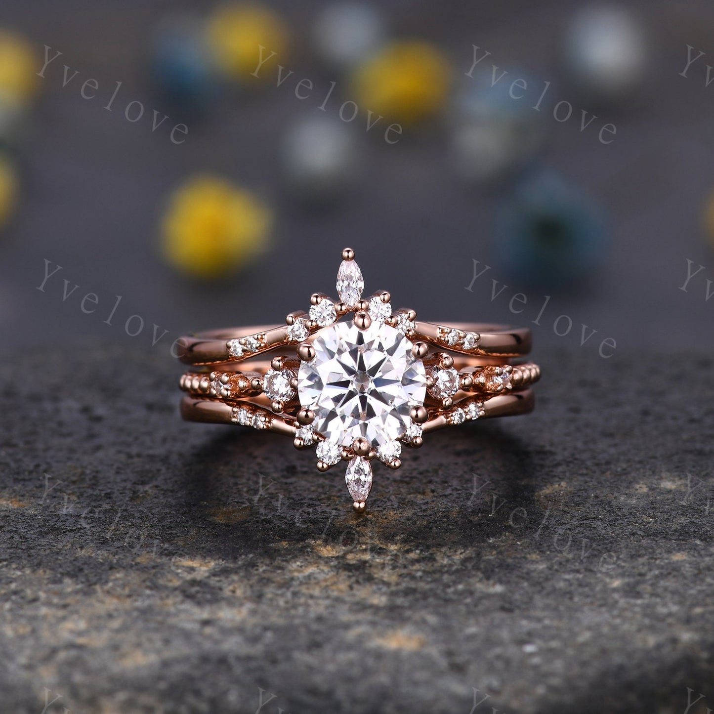 7mm Round Moissanite Ring,Dainty Engagement Ring,Solitaire Ring,14K Rose Gold Ring,Stacking Matching Ring,Promise Bridal Ring,Ring For Women