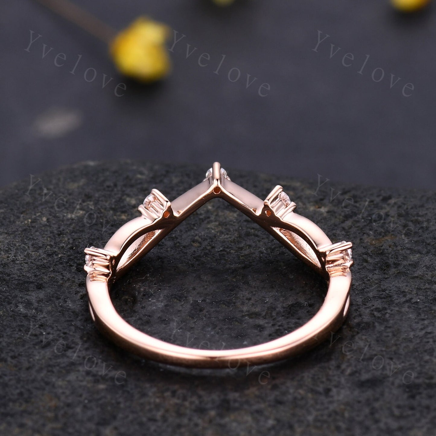 Vintage Twig Engagement Ring,Twig Stacking Band,Women Vine Diamond Band ,Art Deco V Curved Branch Moissanite Wedding Band,14K Rose Gold Ring