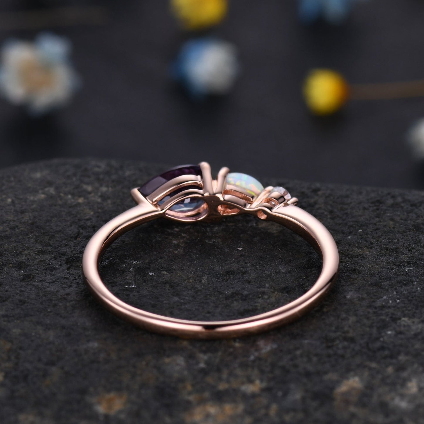 Custom order for Kate, moss agate and opal. moissanite Size 12,