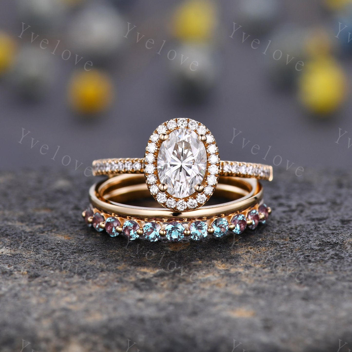 Unique Alexandrite Ring,Plain Band,14K Yellow Gold Women Antique Ring,Wedding Band,Vintage Stacking Matching Ring,Bridal Ring Gift For Her