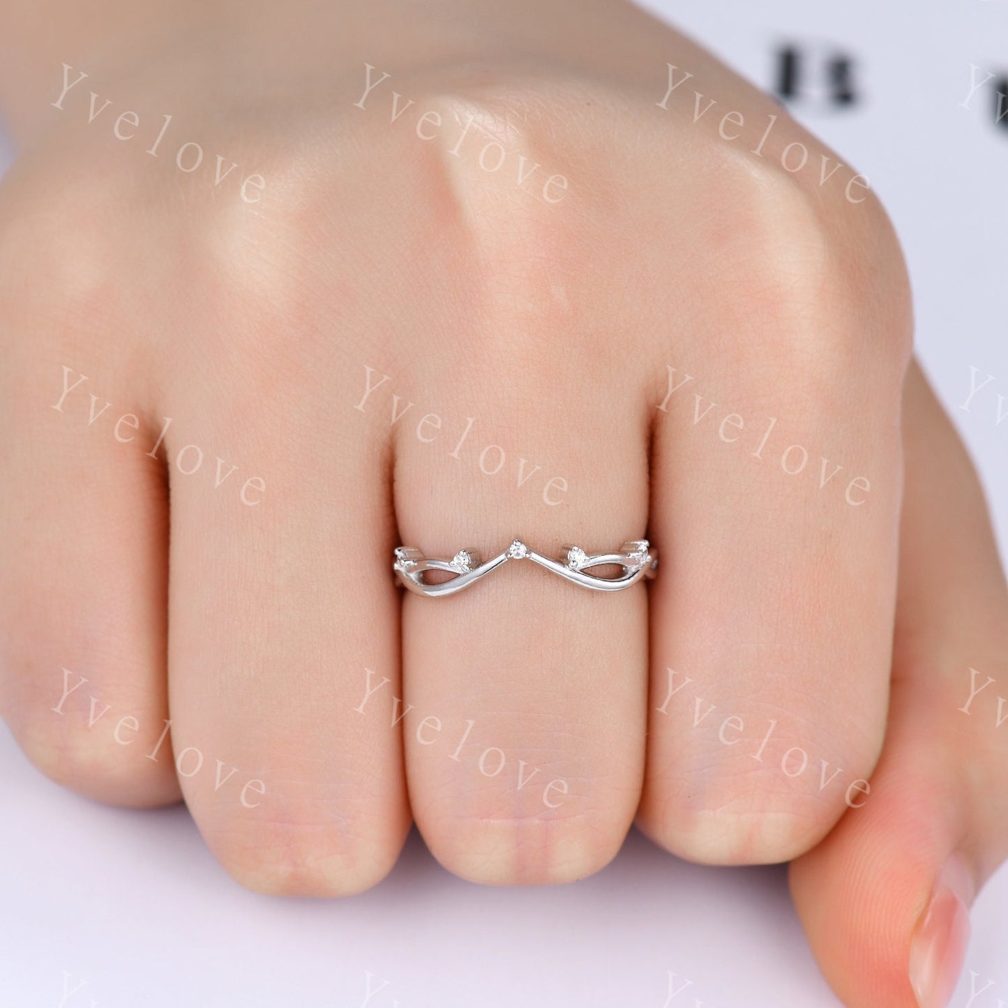 Vintage Twig Engagement Ring,Twig Stacking Band,Women Vine Diamond Band,Art Deco Curved Branch Moissanite Wedding Band,Platinum Silver Ring