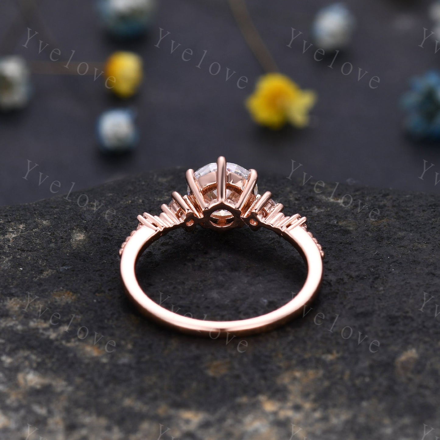 7mm Round Moissanite Ring,Dainty Engagement Ring,Solitaire Ring,14K Rose Gold Ring,Stacking Matching Ring,Promise Bridal Ring,Ring For Women