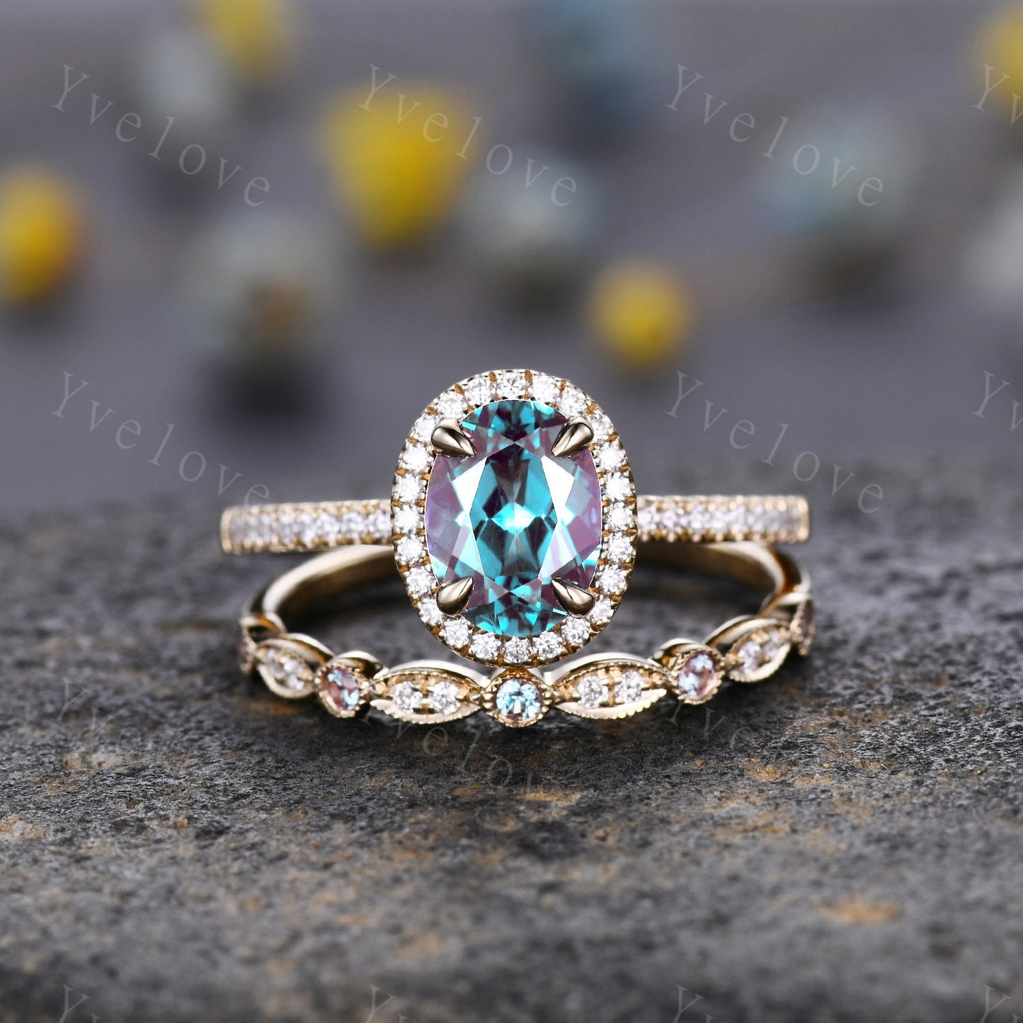 Special listing for Dan, change to size 5 1/4, a set, 14k rose gold, side stones moissanite.