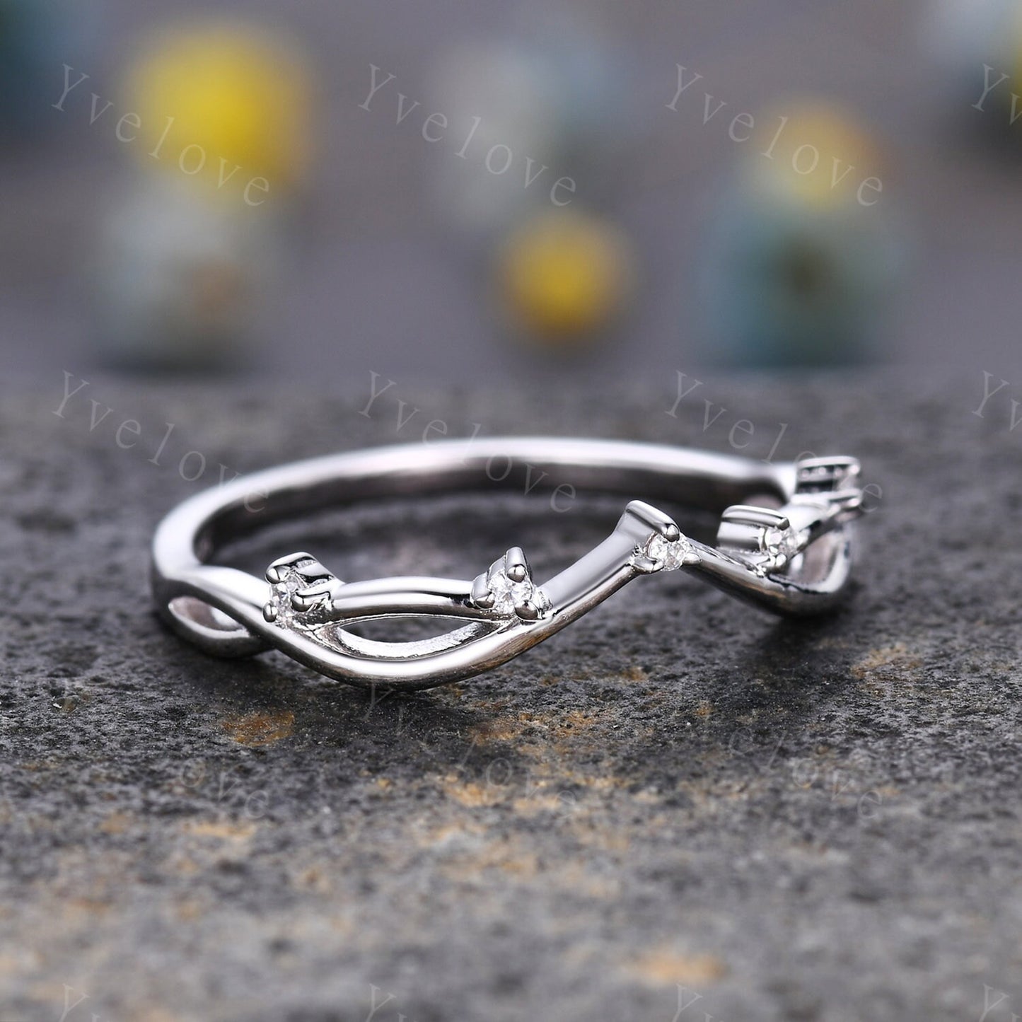 Vintage Twig Engagement Ring,Twig Stacking Band,Women Vine Diamond Band ,Art Deco V Curved Branch Moissanite Wedding Band,14K Rose Gold Ring