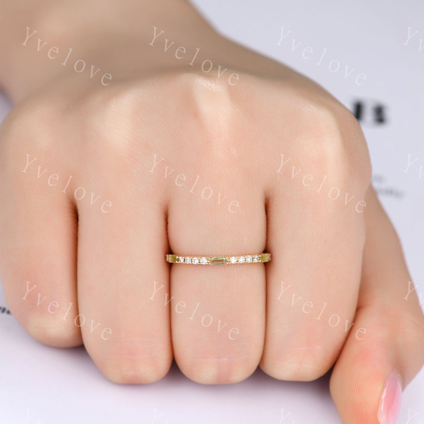 Custom order for Nichole,baguette peridot and round sapphire,silver,One in size 4.5 and one in size 6.5
