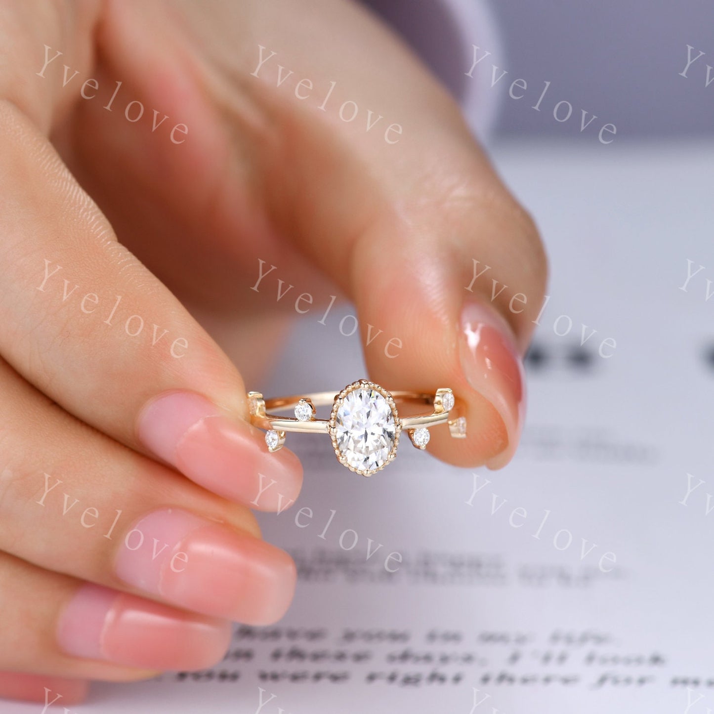 Dainty Moissanite Engagement Ring,White Gold Minimalist Ring,Twig Leaf Ring,Stacking Ring,Tiny Moissanite Ring,Unique Promise Ring For Her