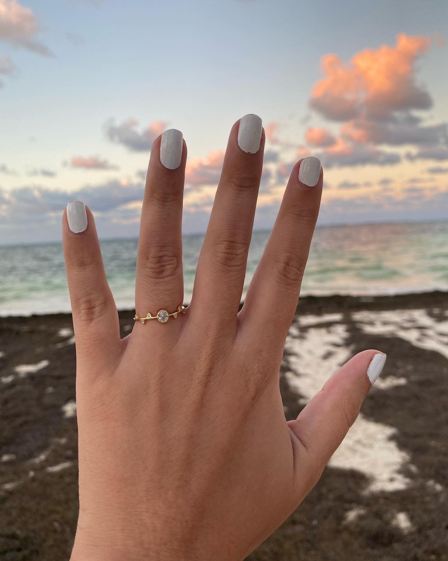 Dainty Moissanite Engagement Ring,White Gold Minimalist Ring,Twig Leaf Ring,Stacking Ring,Tiny Moissanite Ring,Unique Promise Ring For Her
