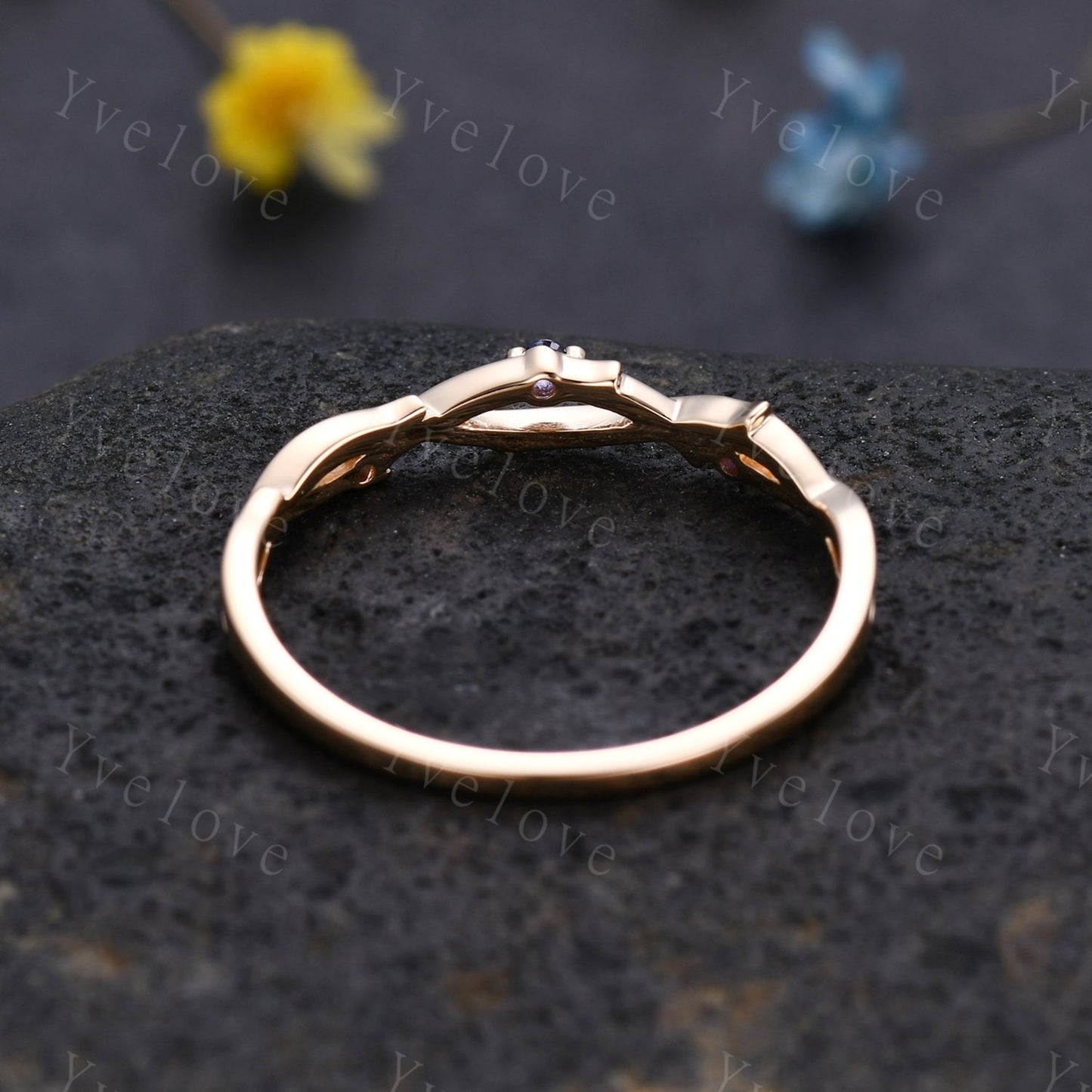 Dainty Sapphire Twig Engagement Ring,Twig Matching Band,Leaf Band With Sapphire,Twig Branch Wedding Band,14k Gold,Twisted Vine Stacking Band