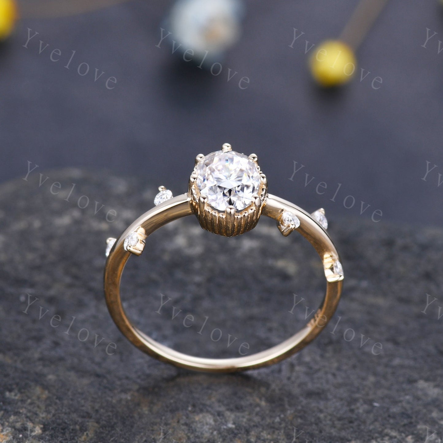 Dainty Moissanite Engagement Ring,Solid Gold Minimalist Ring,Twig Leaf Ring,Stacking Ring,Tiny Moissanite Ring,Unique Promise Ring For Her