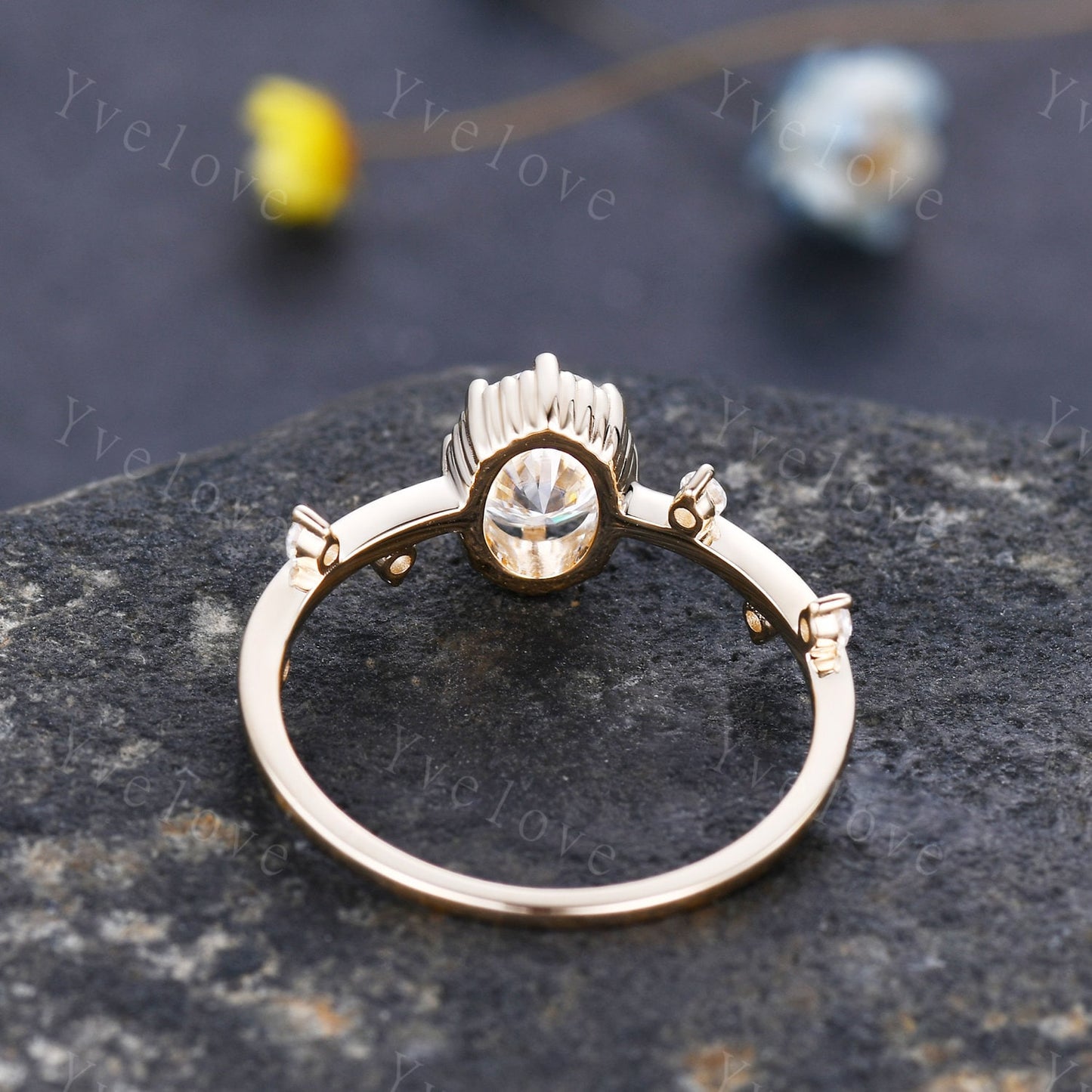 Dainty Moissanite Engagement Ring,Solid Gold Minimalist Ring,Twig Leaf Ring,Stacking Ring,Tiny Moissanite Ring,Unique Promise Ring For Her