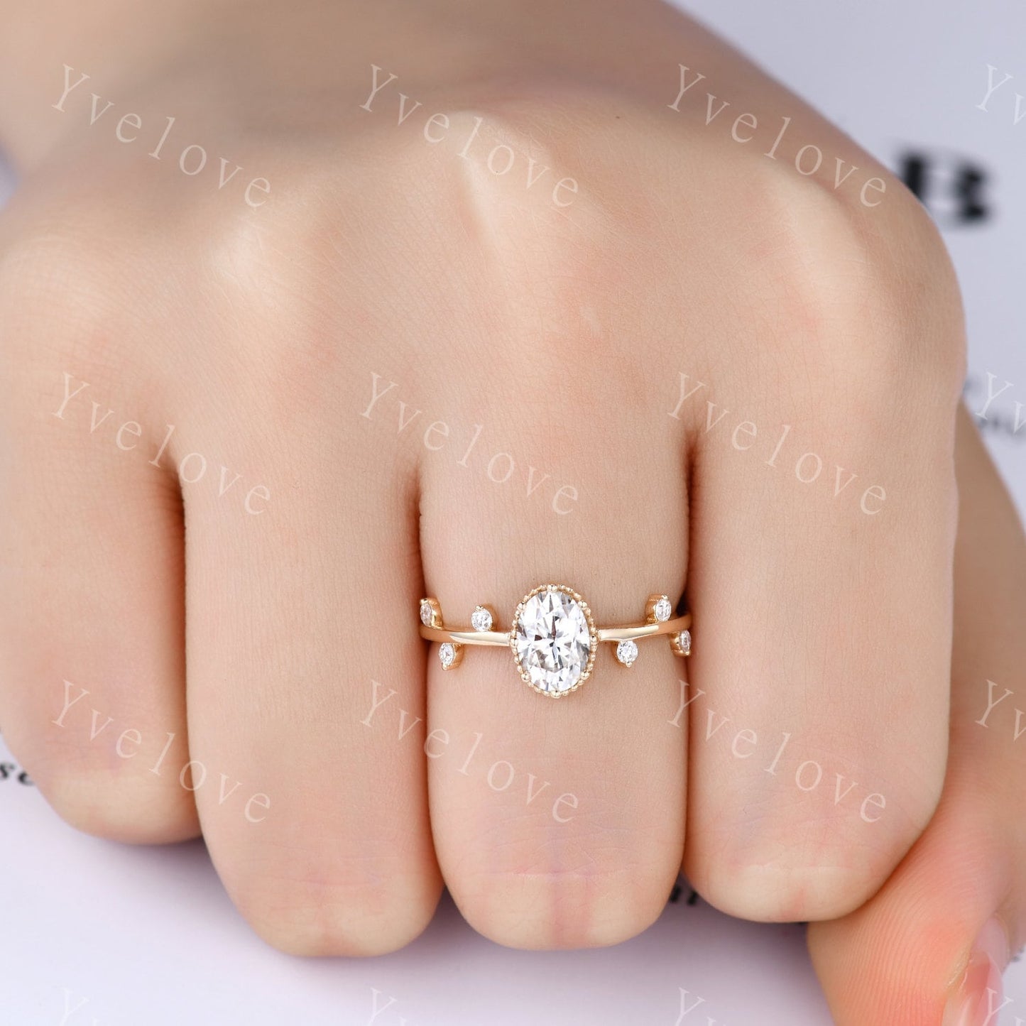Dainty Moissanite Engagement Ring,White Gold Minimalist Ring,Twig Leaf Ring,Stacking Ring,Tiny Moissanite Ring,Unique Promise Ring For Her