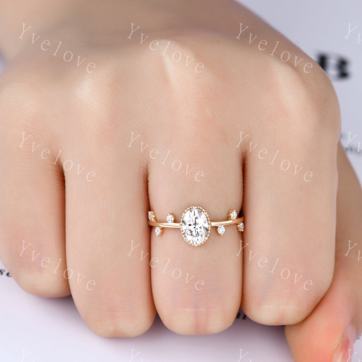 Dainty Moissanite Engagement Ring,Solid Gold Minimalist Ring,Twig Leaf Ring,Stacking Ring,Tiny Moissanite Ring,Unique Promise Ring For Her