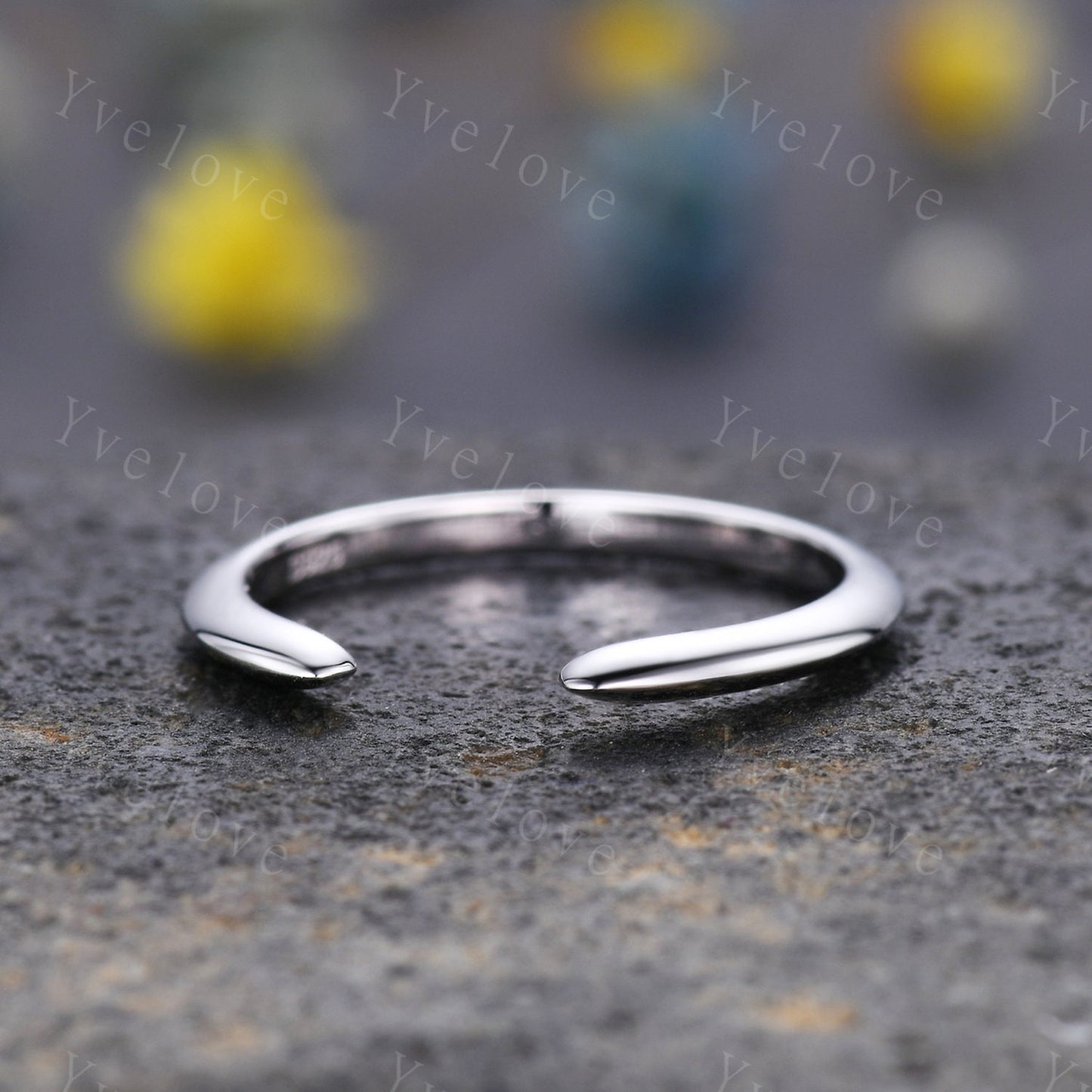 Unique Open Gap Ring,Open End Claw Wedding Band 14K White Gold Wedding Band Versatile Knuckle  Band  Stackable Band  Matching Ring for Her