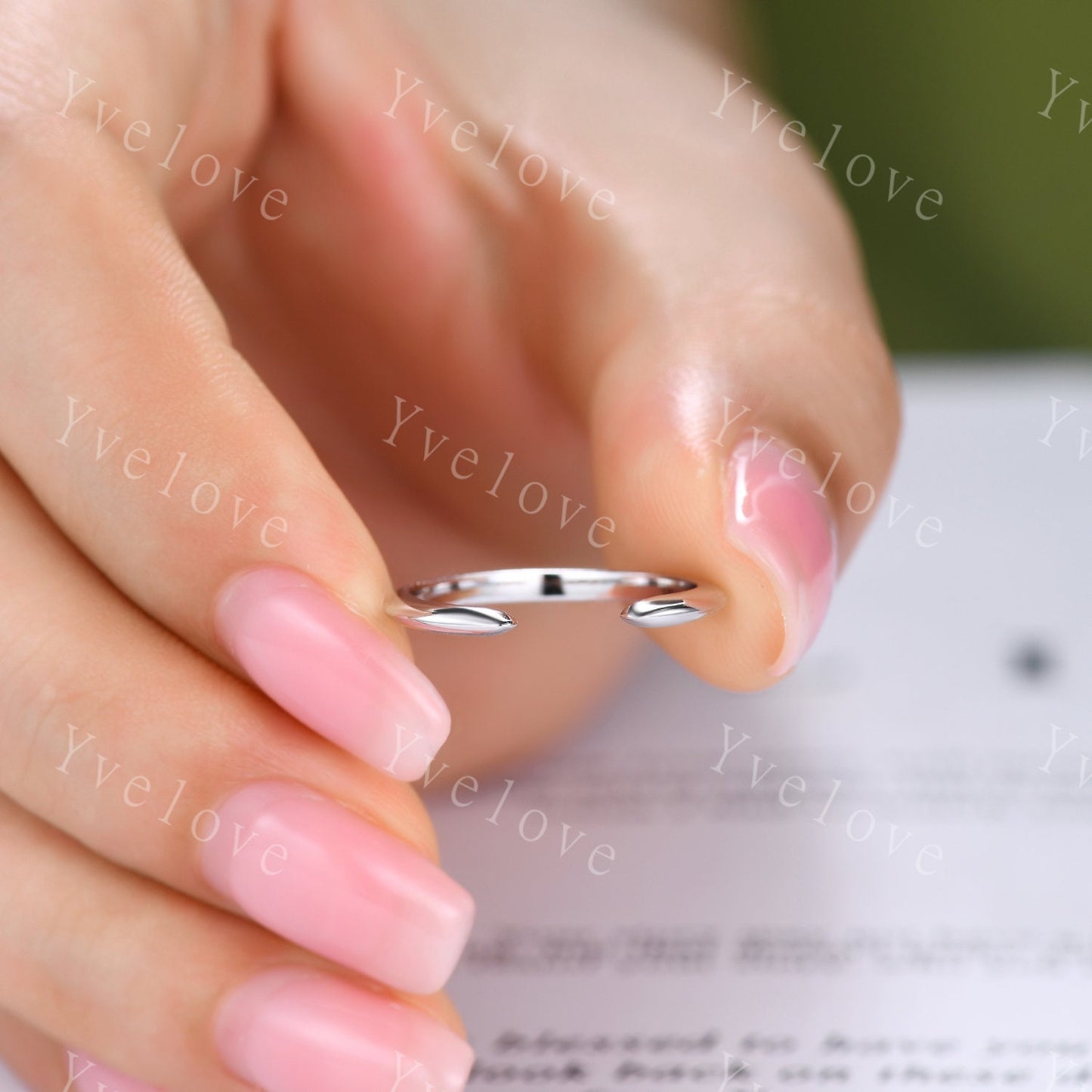 Unique Open Gap Ring,Open End Claw Wedding Band 14K White Gold Wedding Band Versatile Knuckle  Band  Stackable Band  Matching Ring for Her