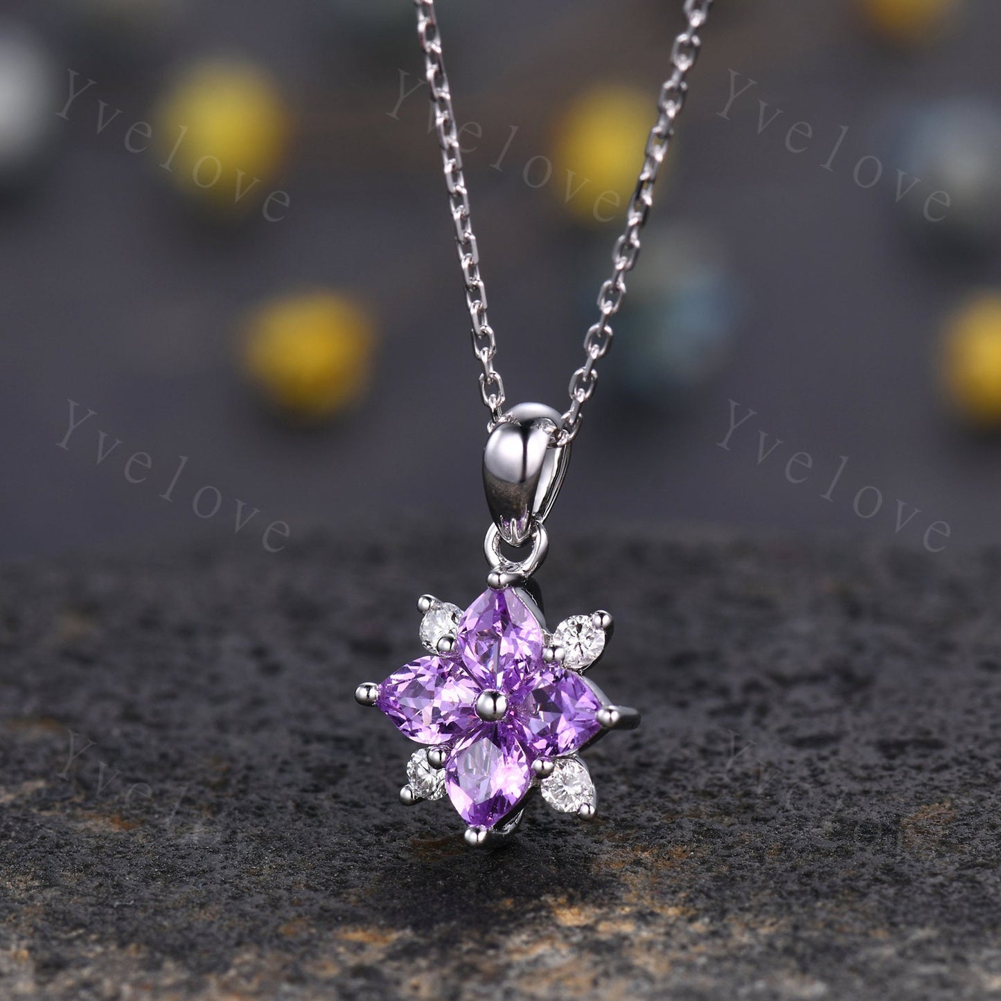 Natural Pink Sapphire Diamond Necklace,Pink Gems Pendant Floral Diamond Jewelry Delicate Dainty Necklace Gift For Women or Her,18k Rose Gold