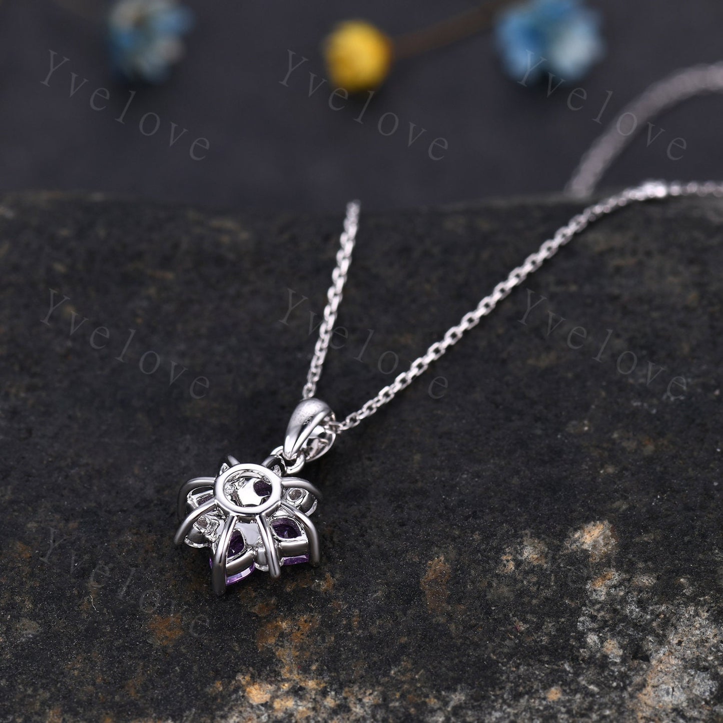 Natural Pink Sapphire Diamond Necklace,Pink Gems Pendant Floral Diamond Jewelry Delicate Dainty Necklace Gift For Women or Her,18k Rose Gold